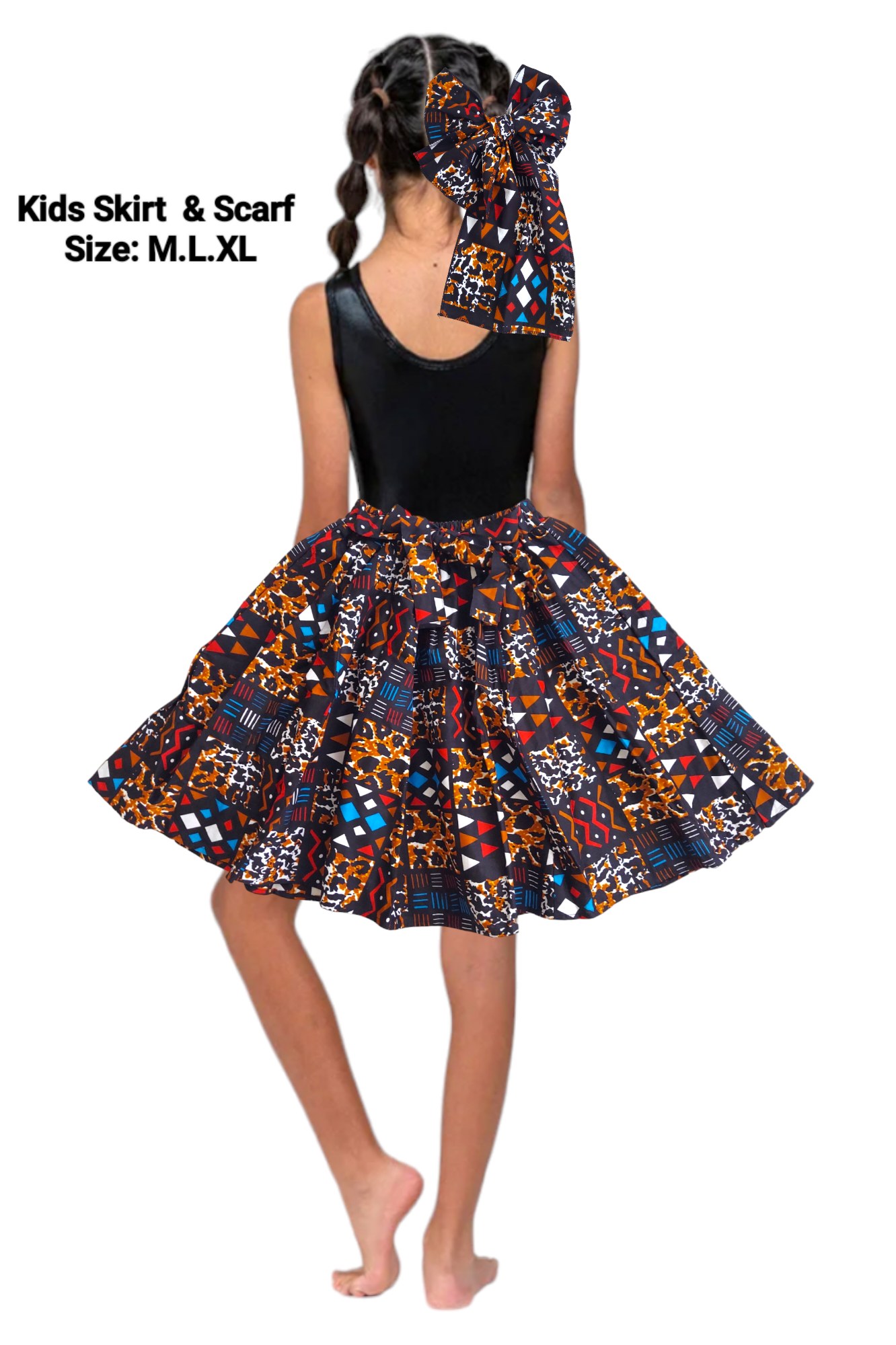 Kids / Girls Skirt & Scarf Set-Brown