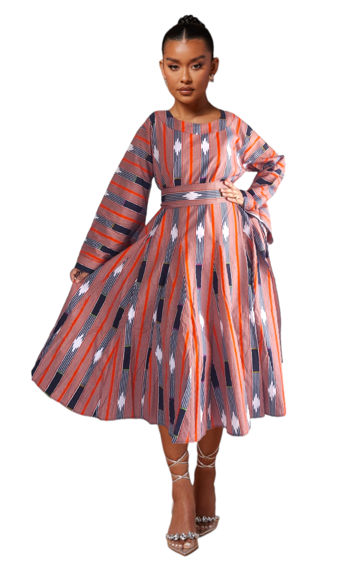 1025- Panel Dress / Long Bell Sleeve