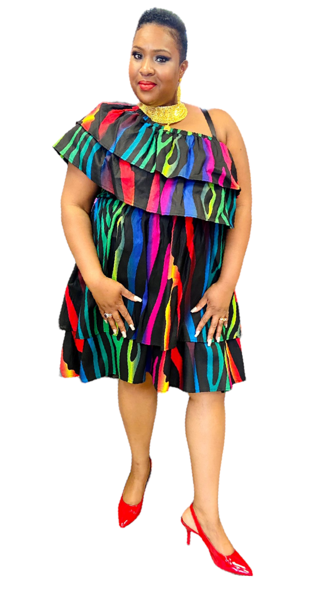 Middi Dress with Ruffle - 7682