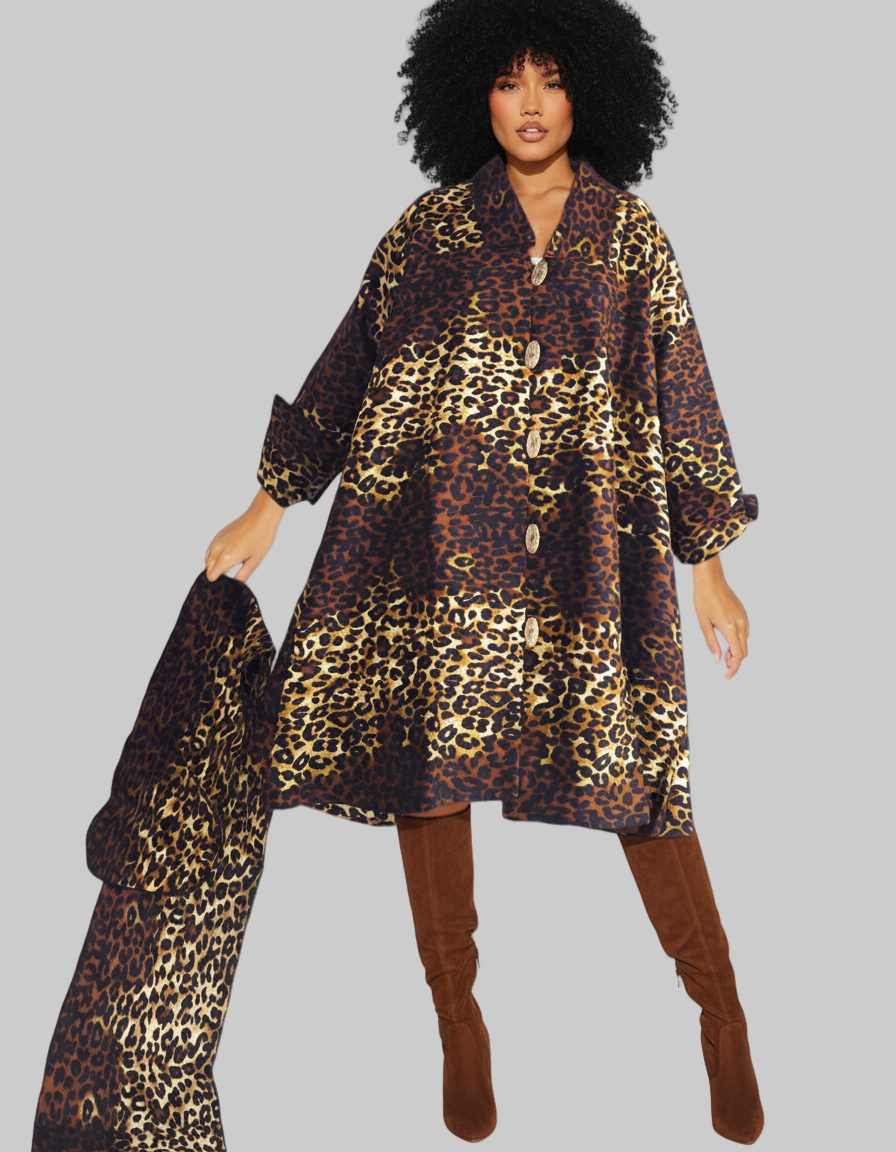 243- Short Dress / Blouse- Brown Animal