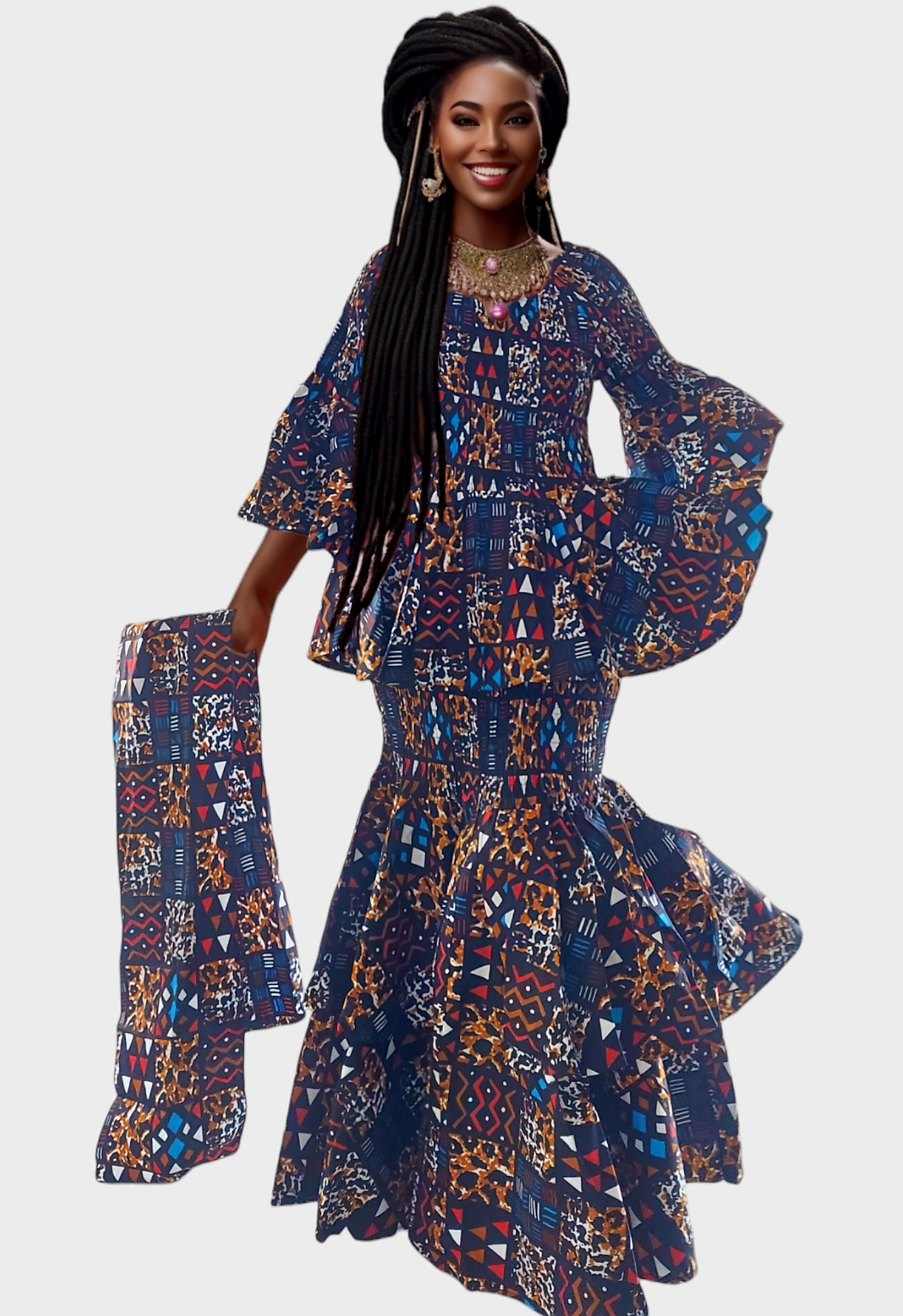 Smock Tiered Skirt & Blouse Set ST15