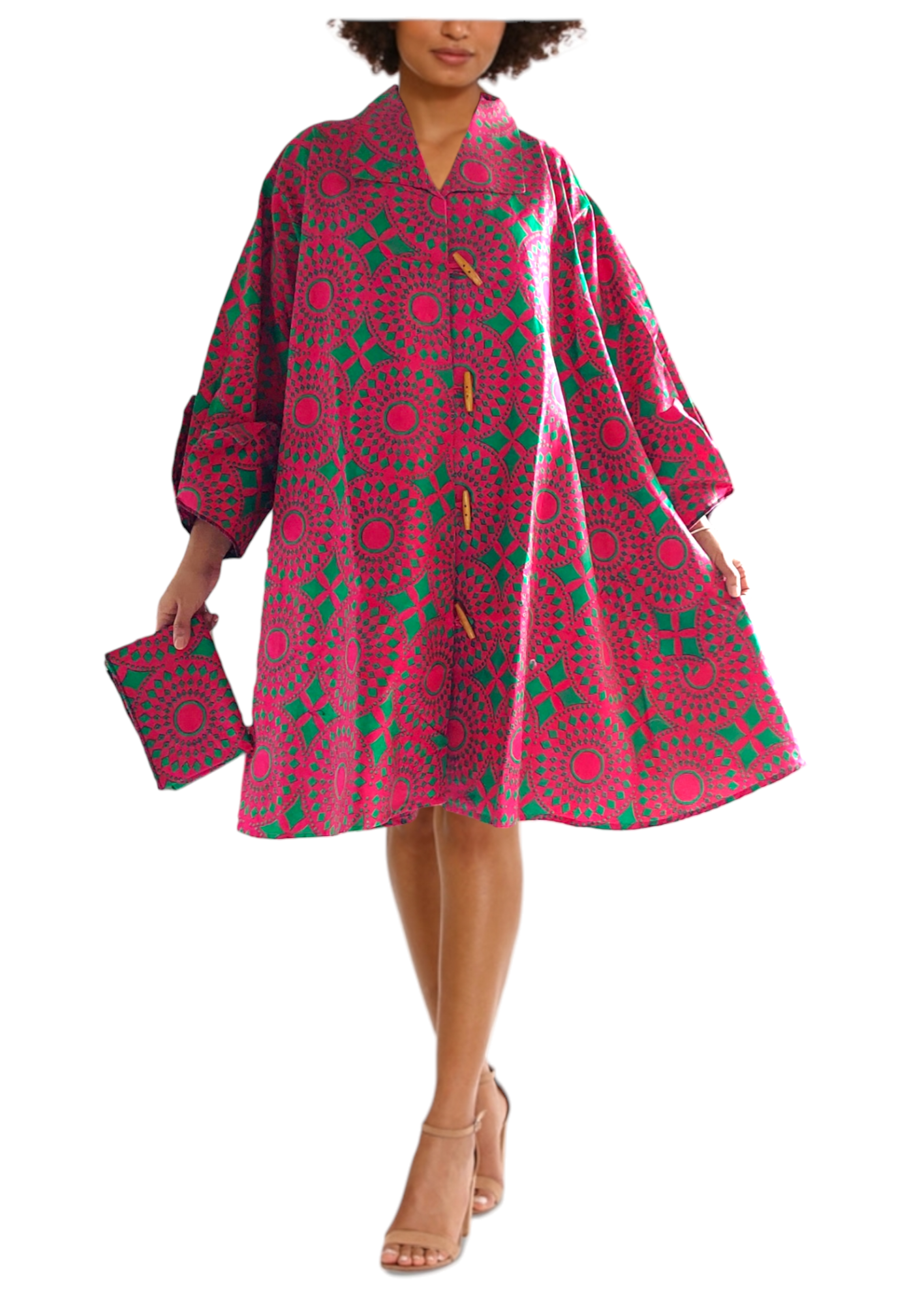 243- Short Dress / Blouse -Pink/ Green3