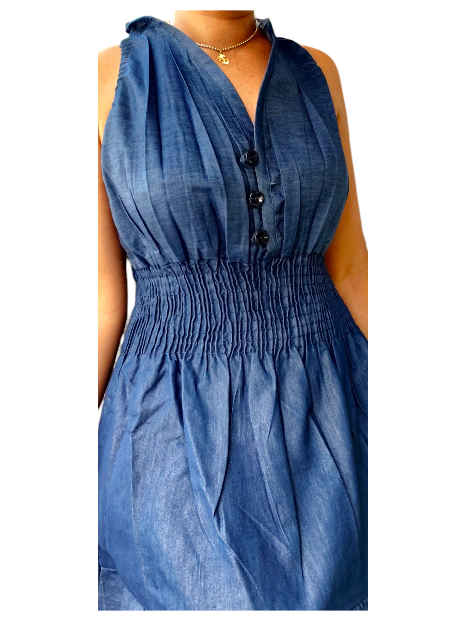 3028 Women Mid Length Denim Dress