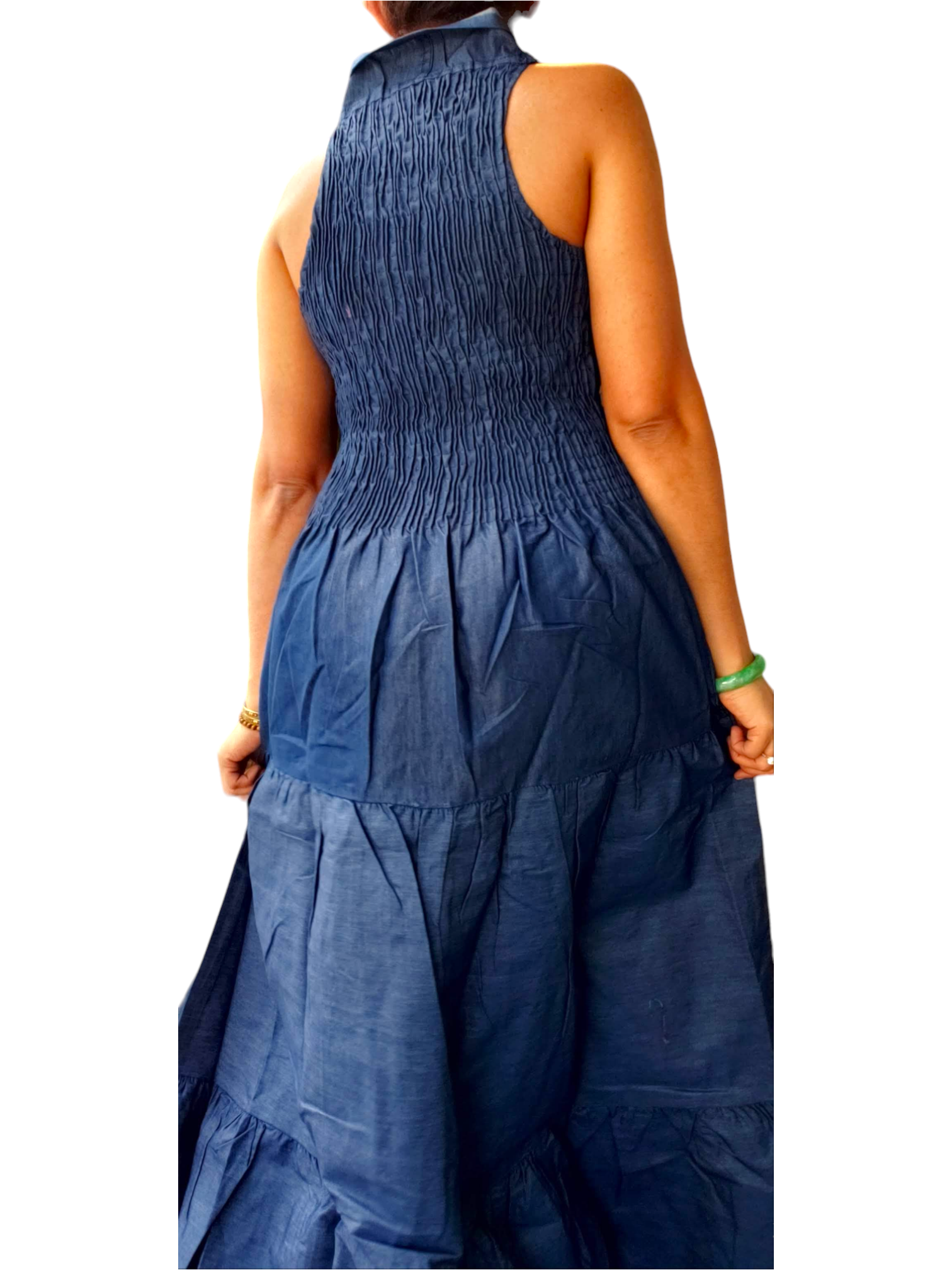 3028 Women Mid Length Denim Dress