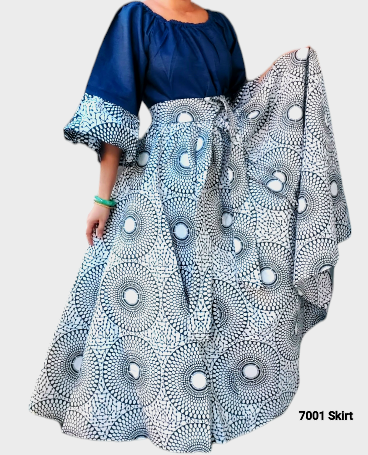 7001 Long Maxi Skirt-Black/White