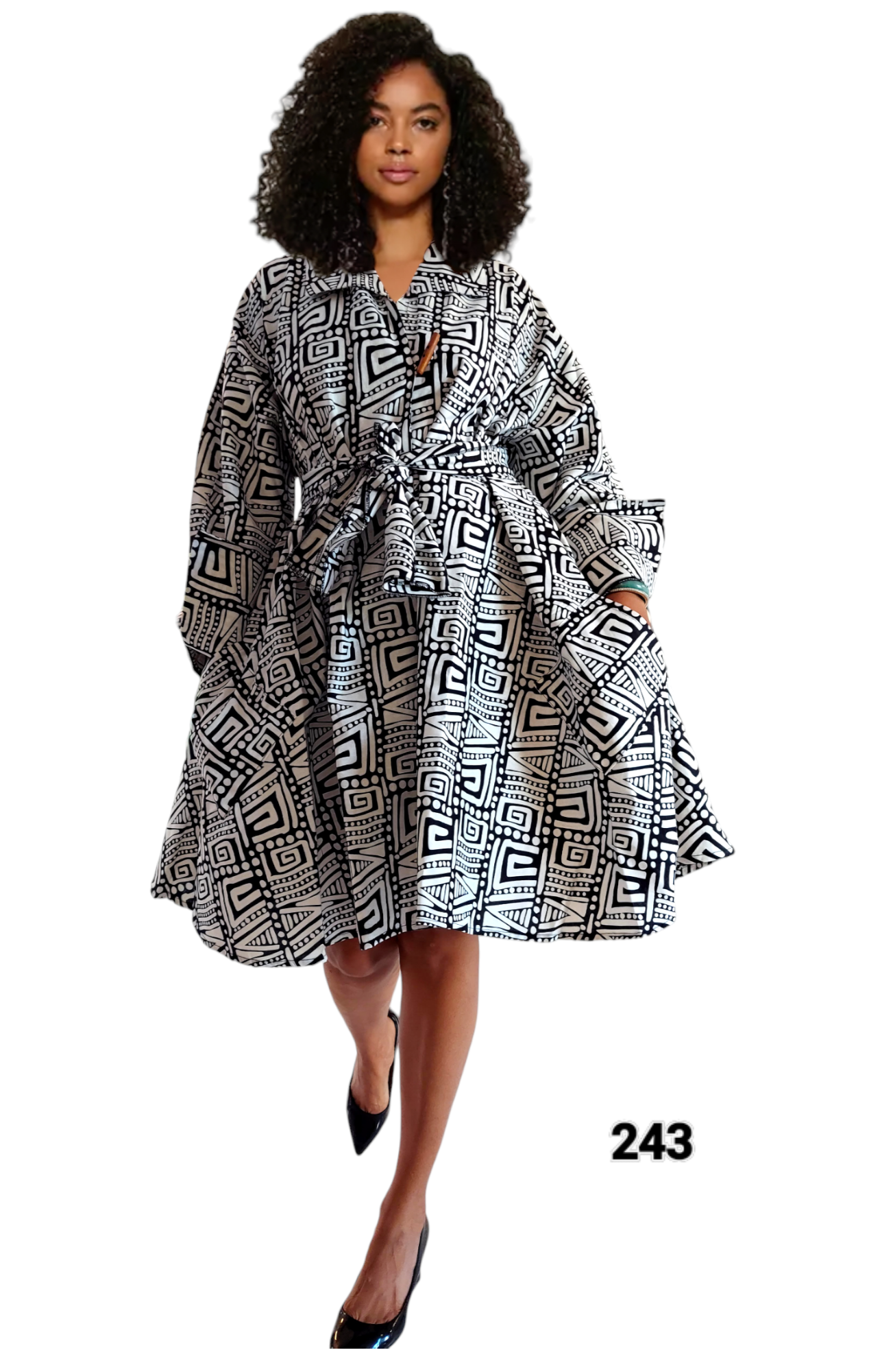 243- Cotton Short Dress / Blouse- Geometric Pattern