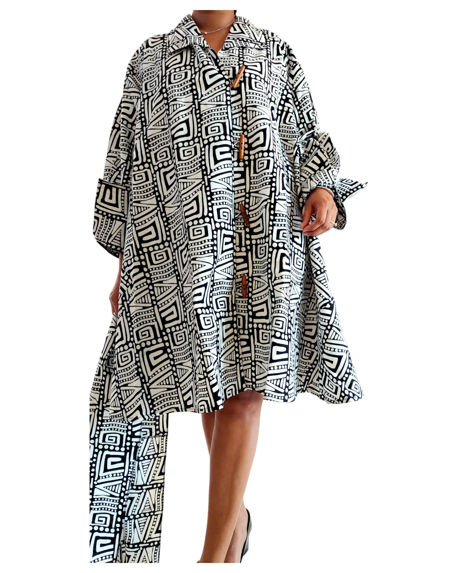 243- Cotton Short Dress / Blouse- Geometric Pattern