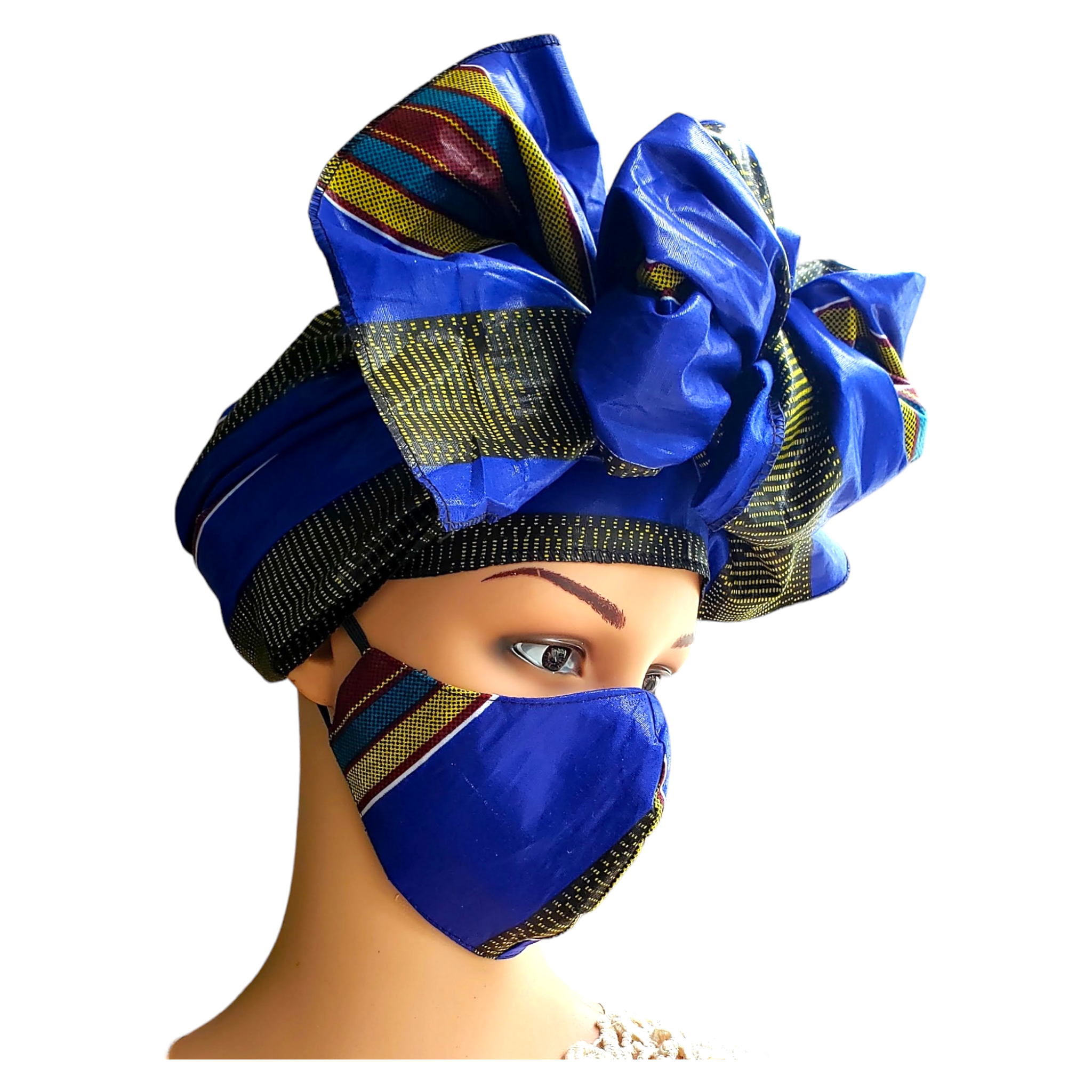 Matching Mask-Headwrap Set - Royal Blue