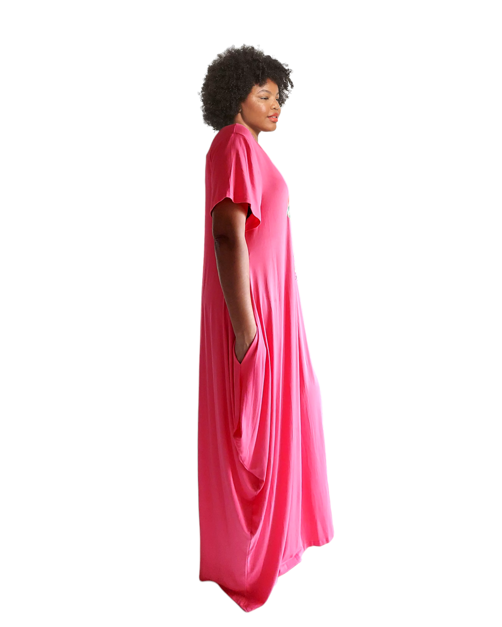 Blessed Afro Bubble Jersey Dress/Short Sleeve /2022SS Pink