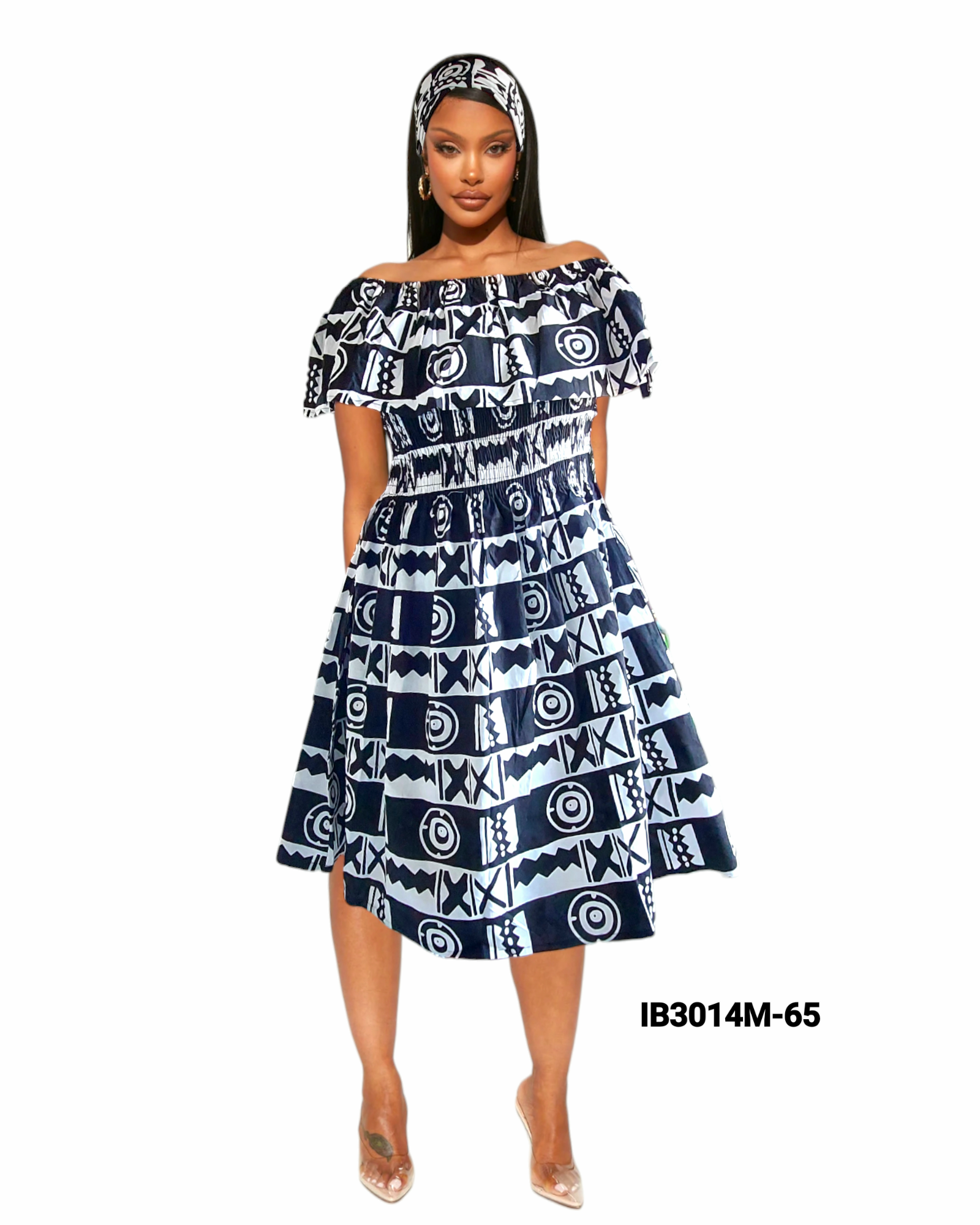 3014M- Middi Dress -White/Black