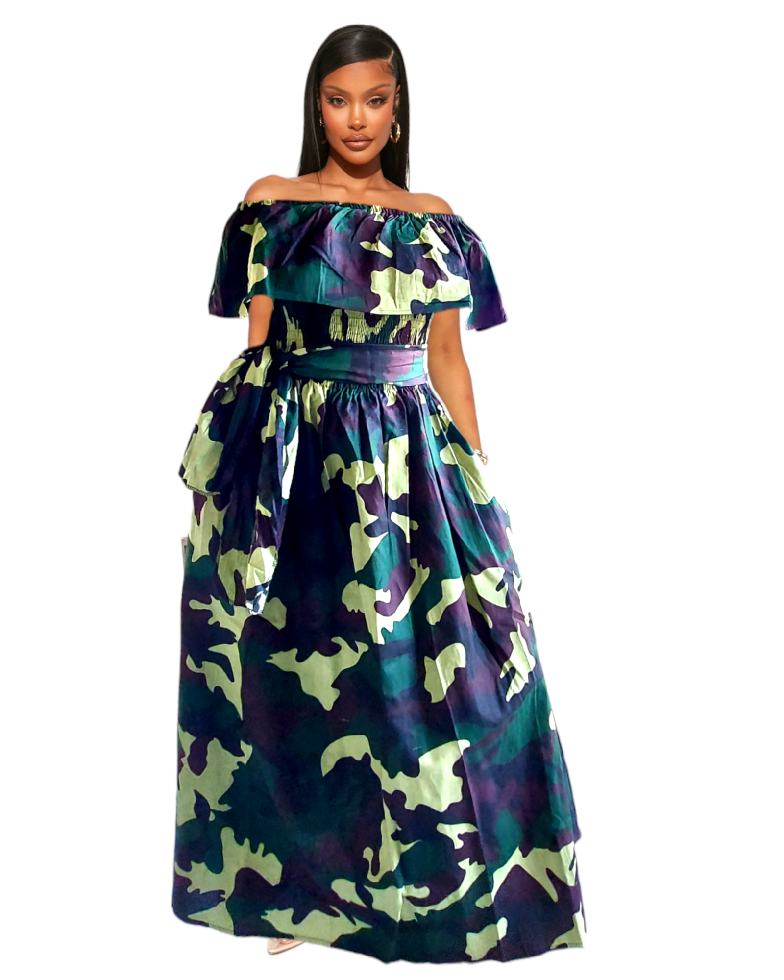3014L Maxi Dress- Camouflage