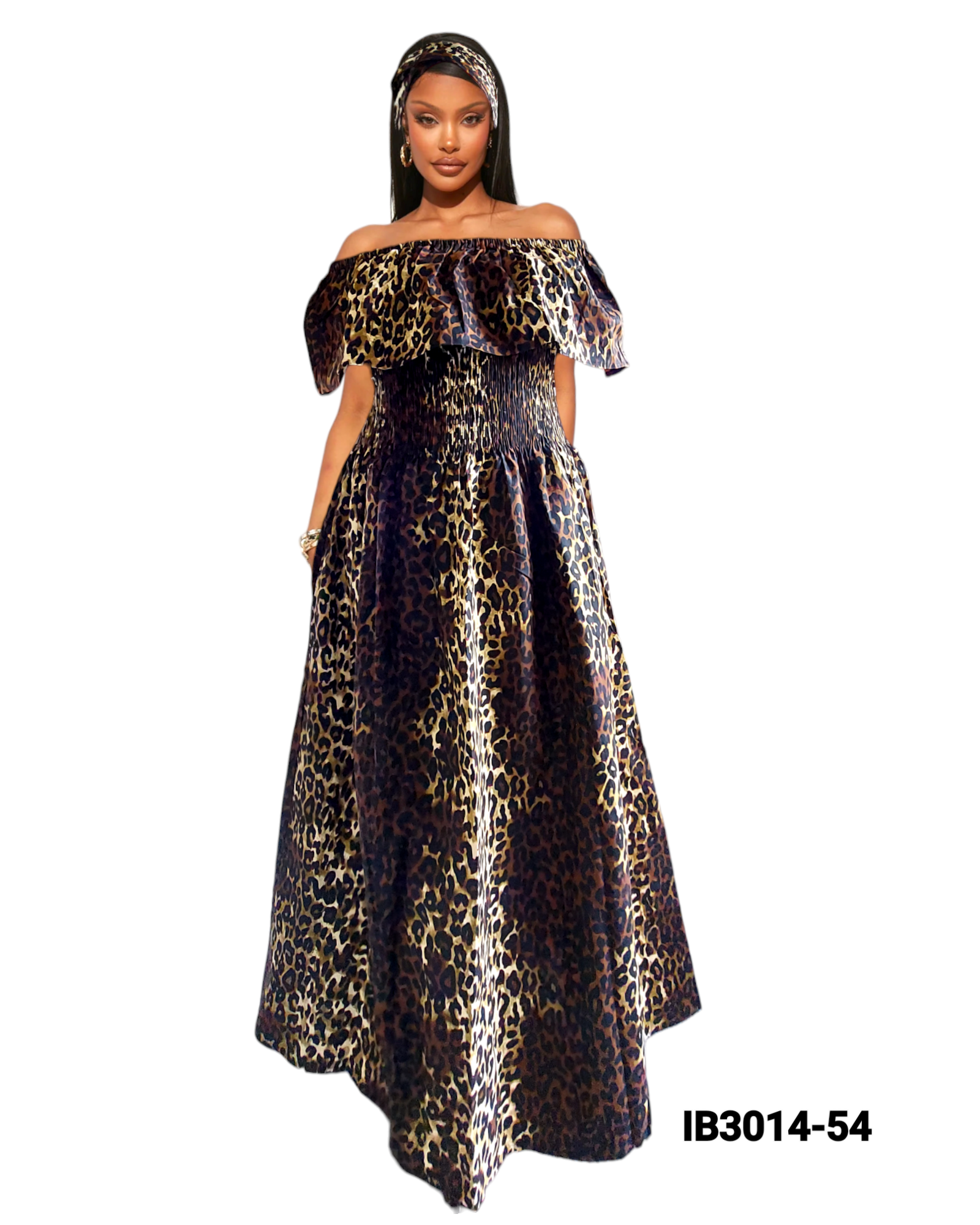 3014L Maxi Dress-Brown Animal Print