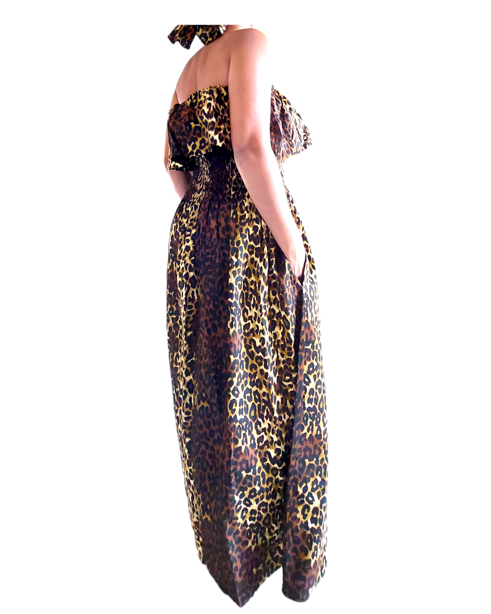 3014L Maxi Dress-Brown Animal Print