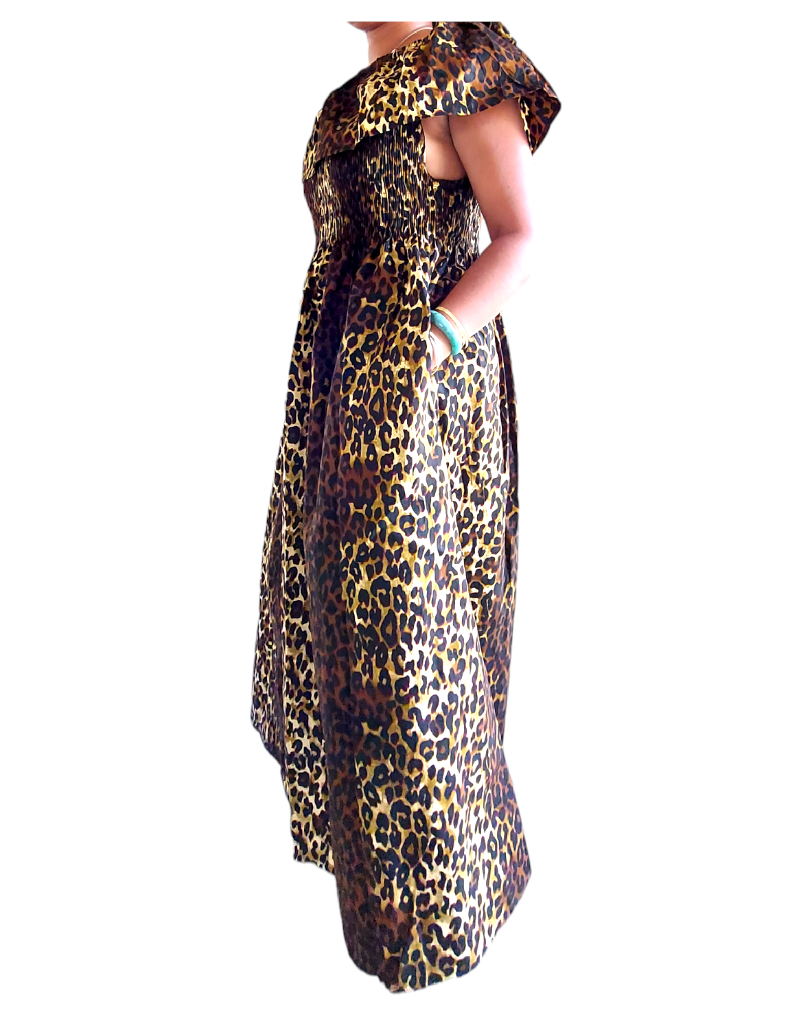3014L Maxi Dress-Brown Animal Print