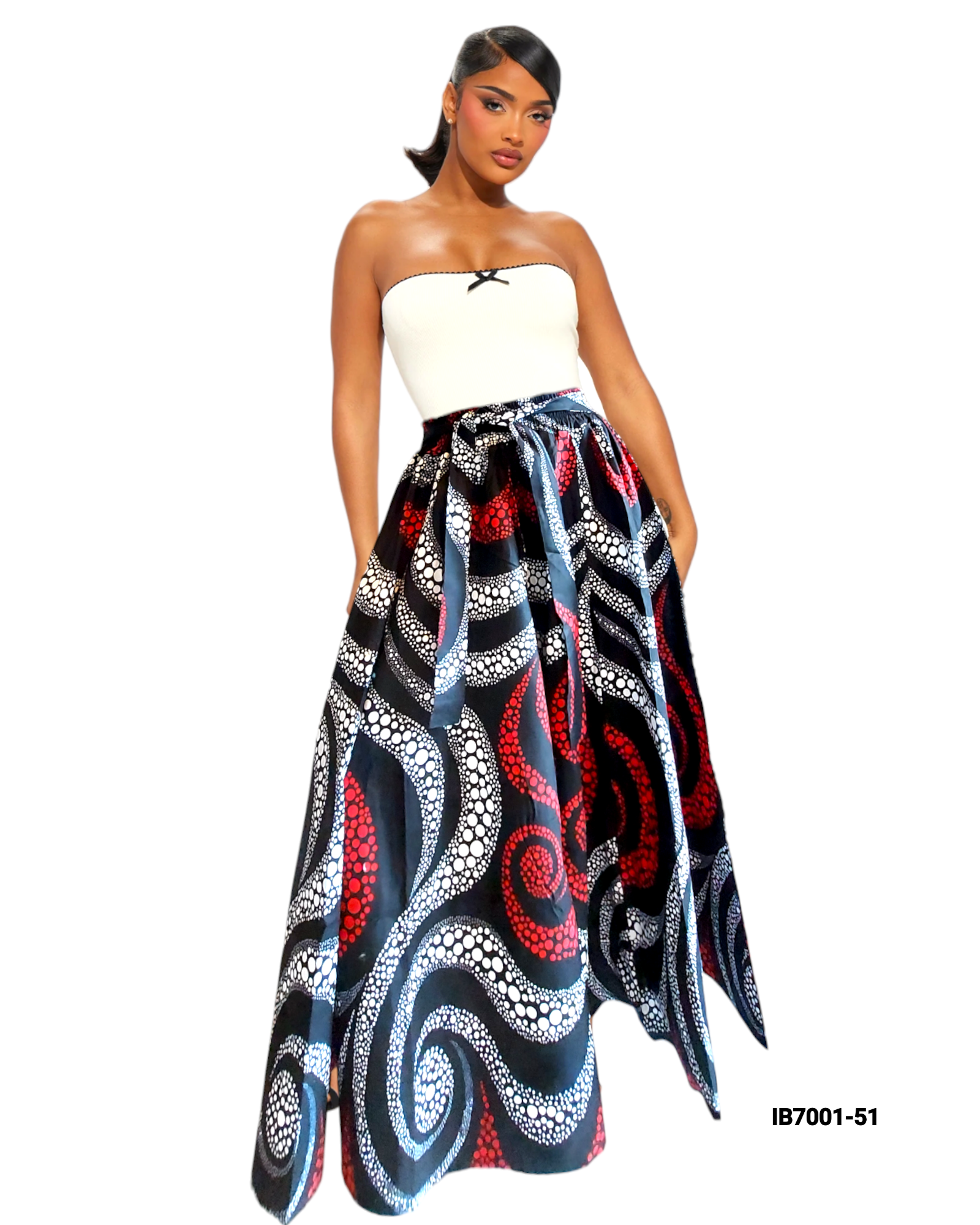 7001 Long Maxi Skirt / Swirl Print