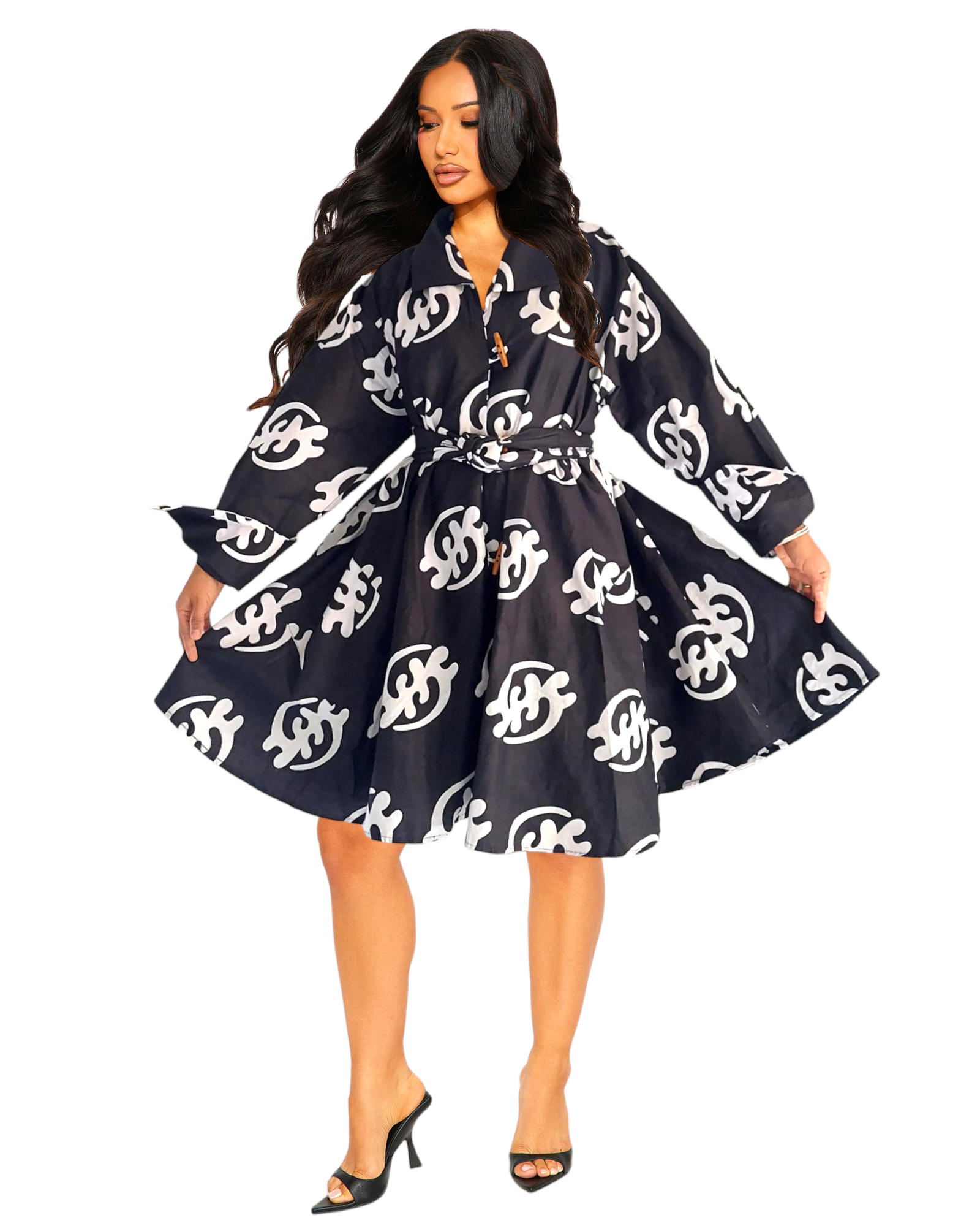 243- Short Dress / Blouse - Black/ White Gyname