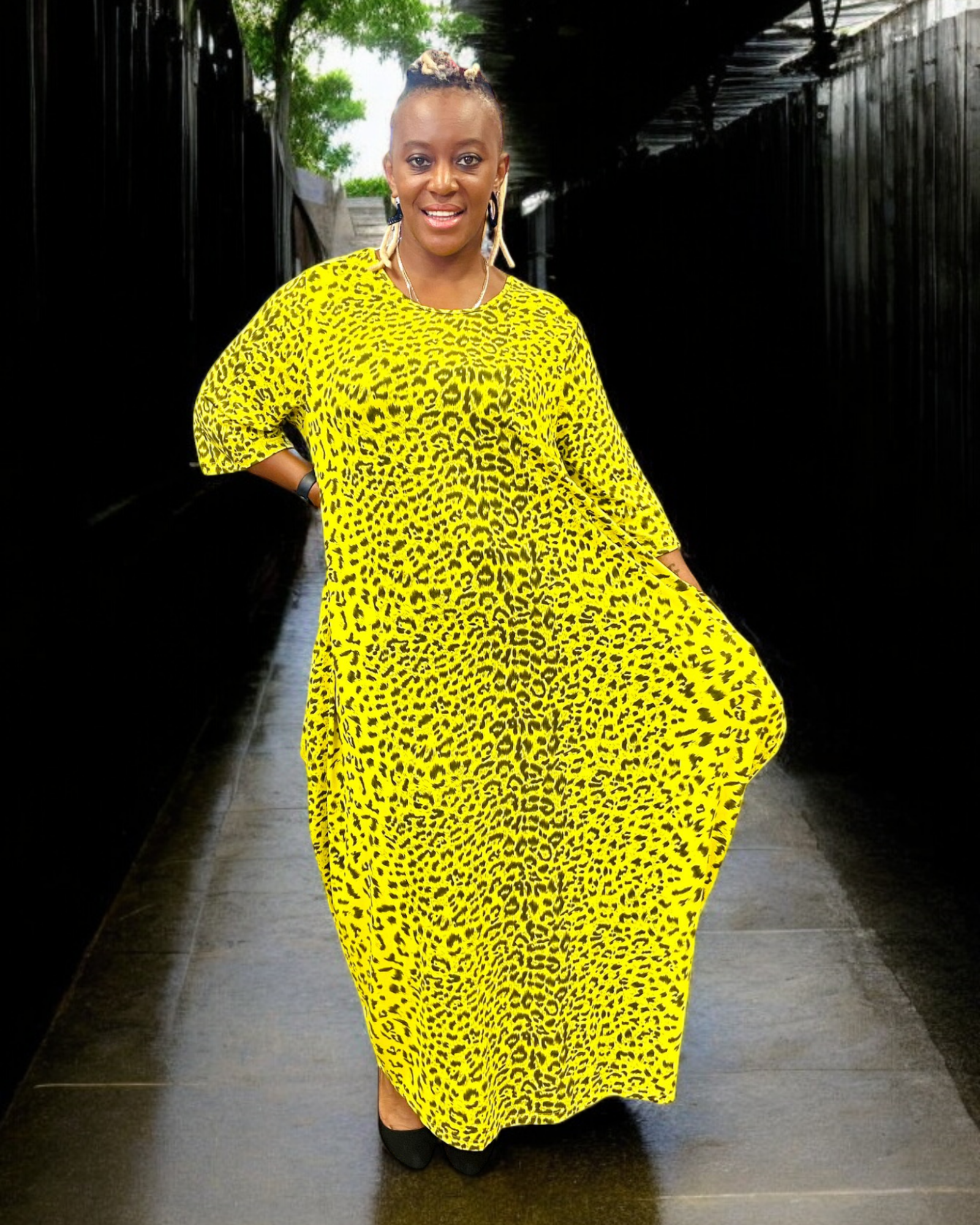 Bubble Dress / Green Leopard 161-6