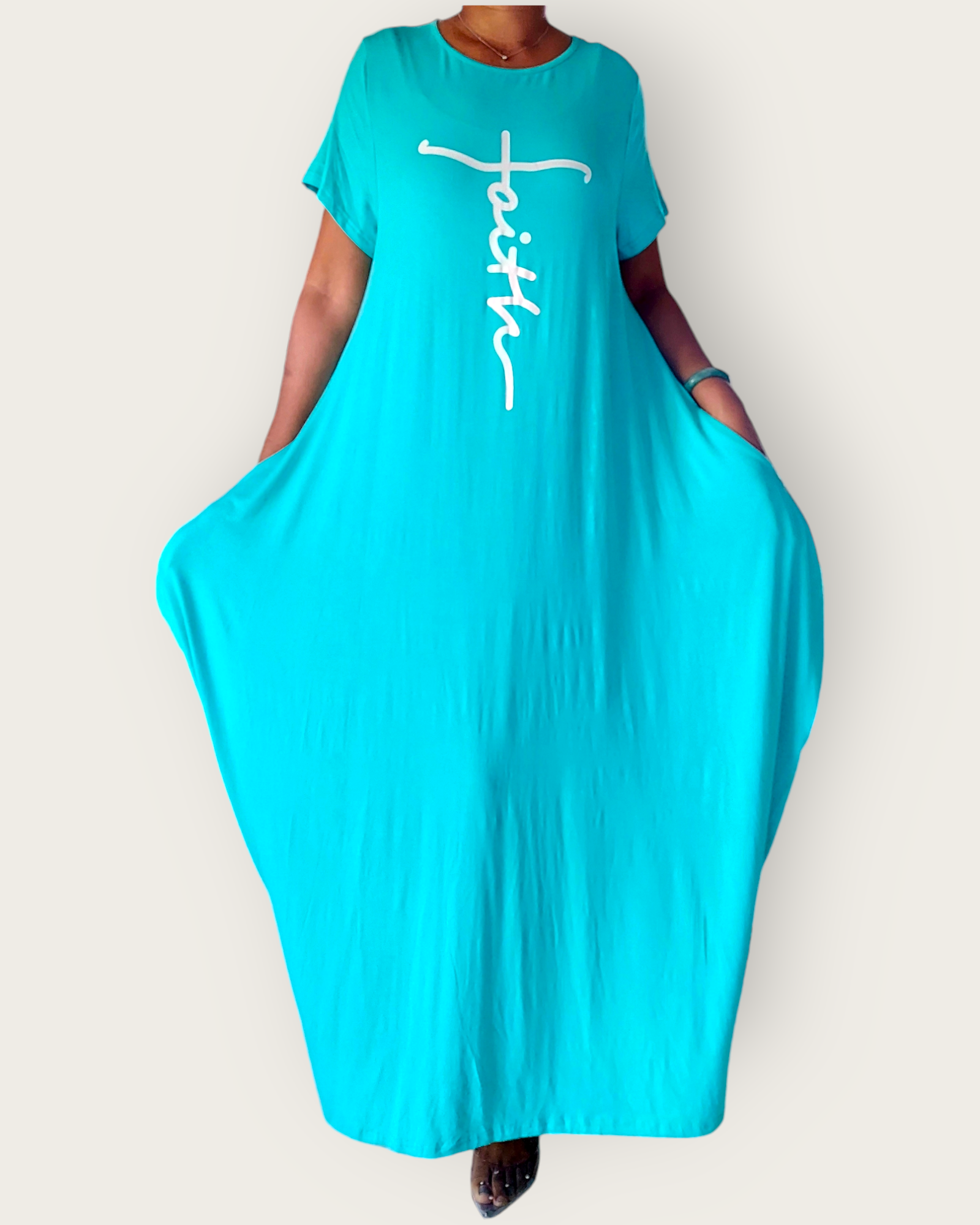 Faith Bubble Jersey Dress/Short Sleeve /Aqua 2022SS