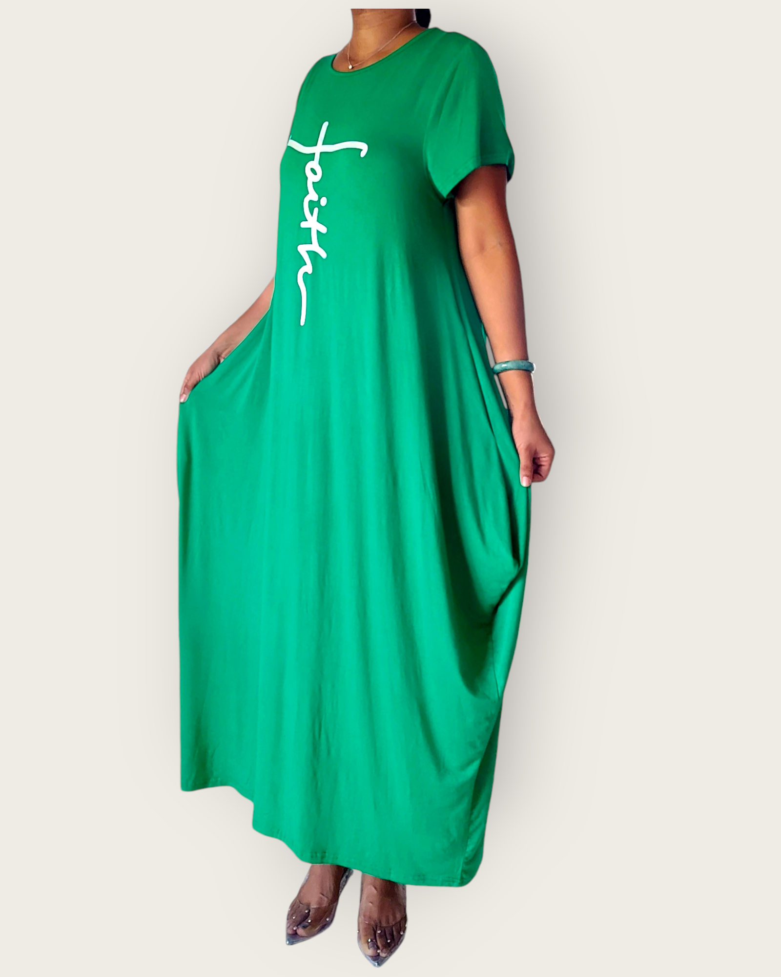 Faith Bubble Jersey Dress/Short Sleeve/ Green2022SS