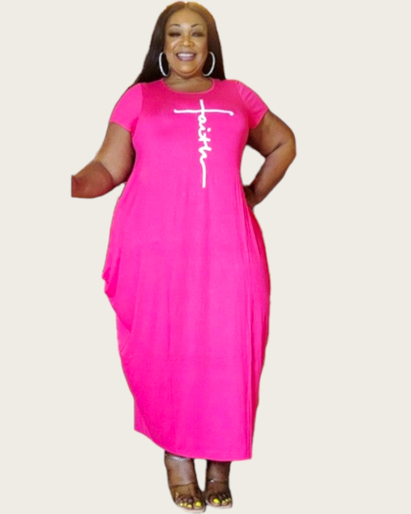 Faith Bubble Jersey Dress/Short Sleeve / Bright Pink 2022SS