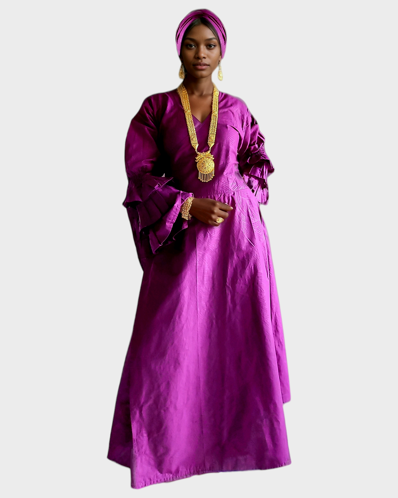 Embossed Wrap Dress - 1103