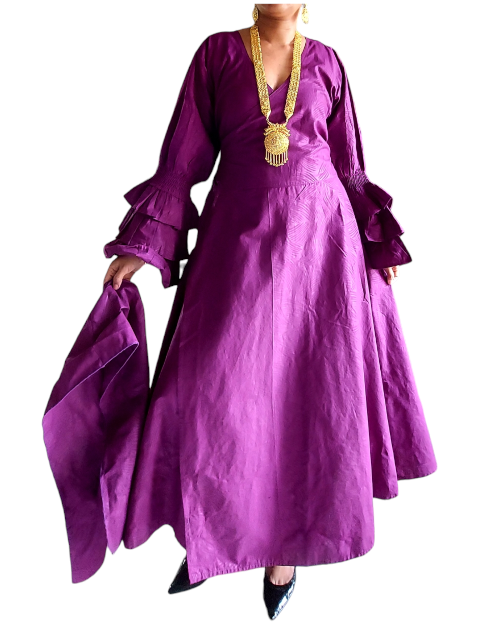 Embossed Wrap Dress - 1103