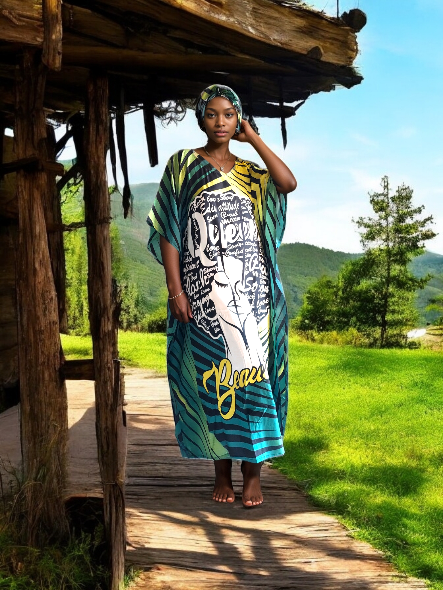 Kaftan Dress /Ethnic Print Gueen - 007