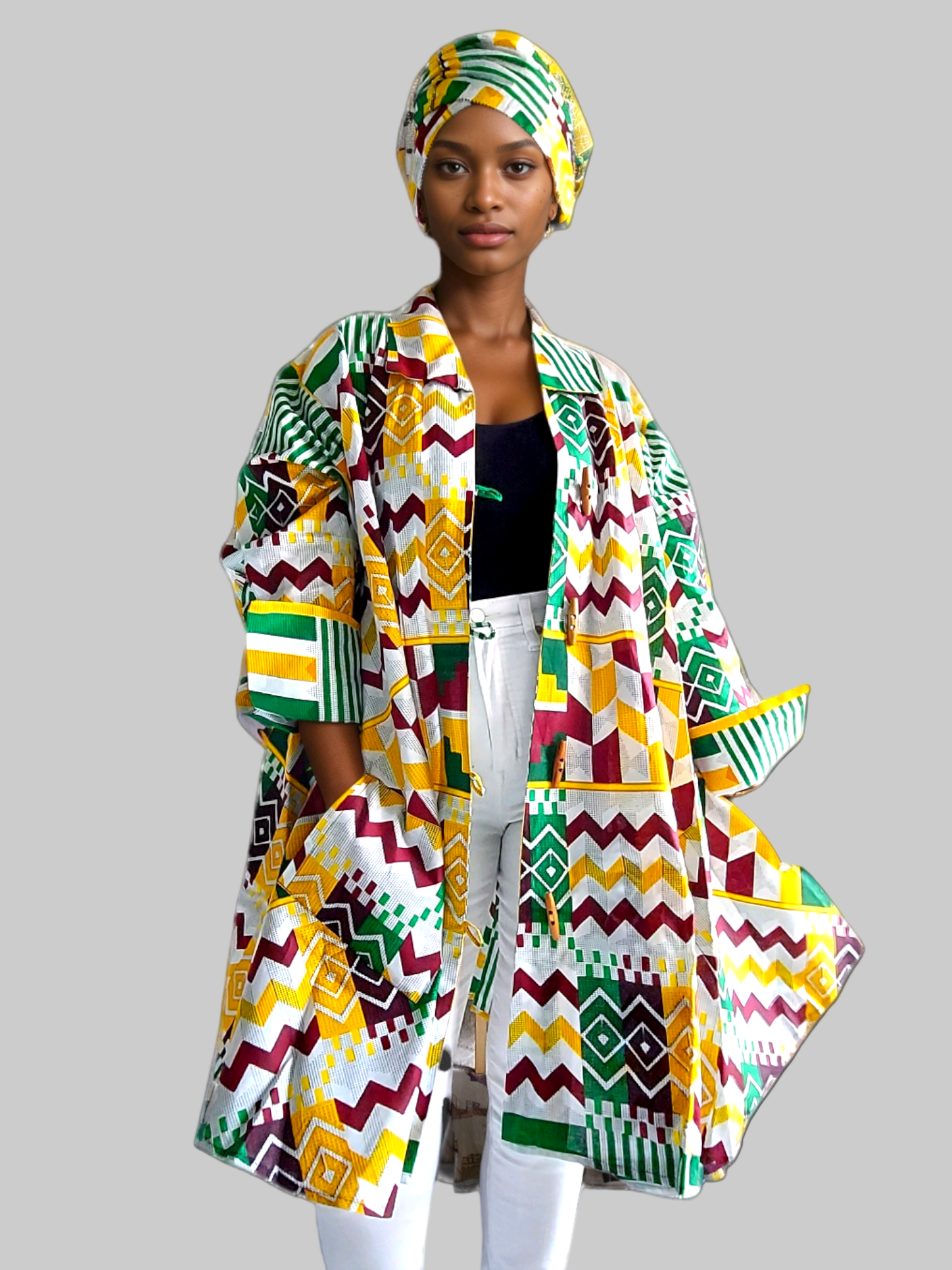 1207- Cotton Short Dress / Blouse With Scarf