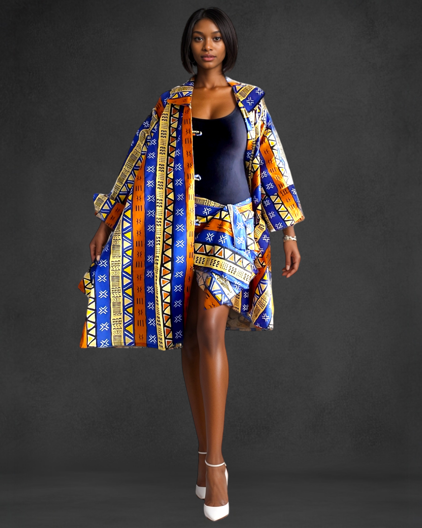 1207- Cotton Short Dress / Blouse With Scarf