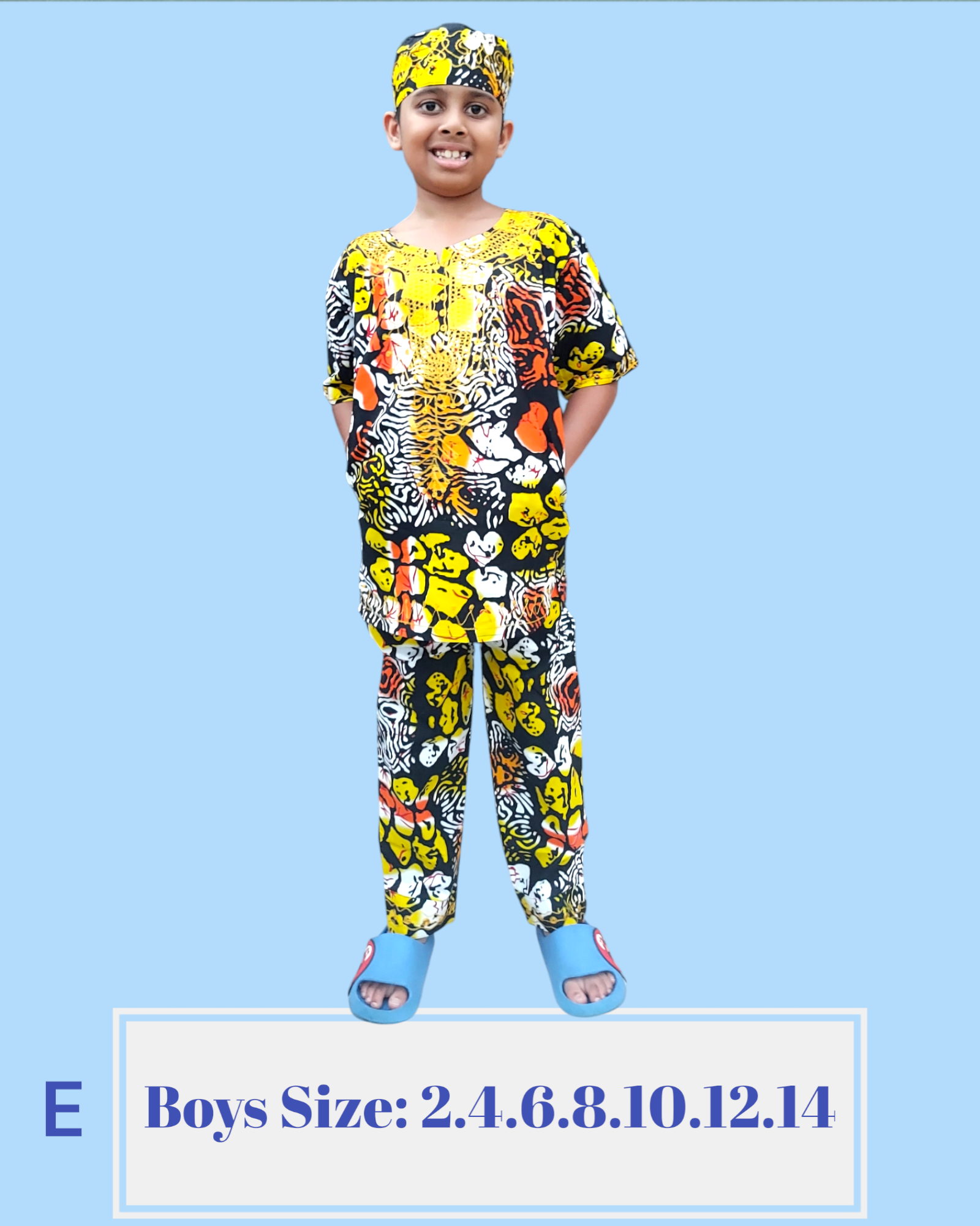 Boys 3 Pcs Set/ Pant/Tunic/Kufi Hat E