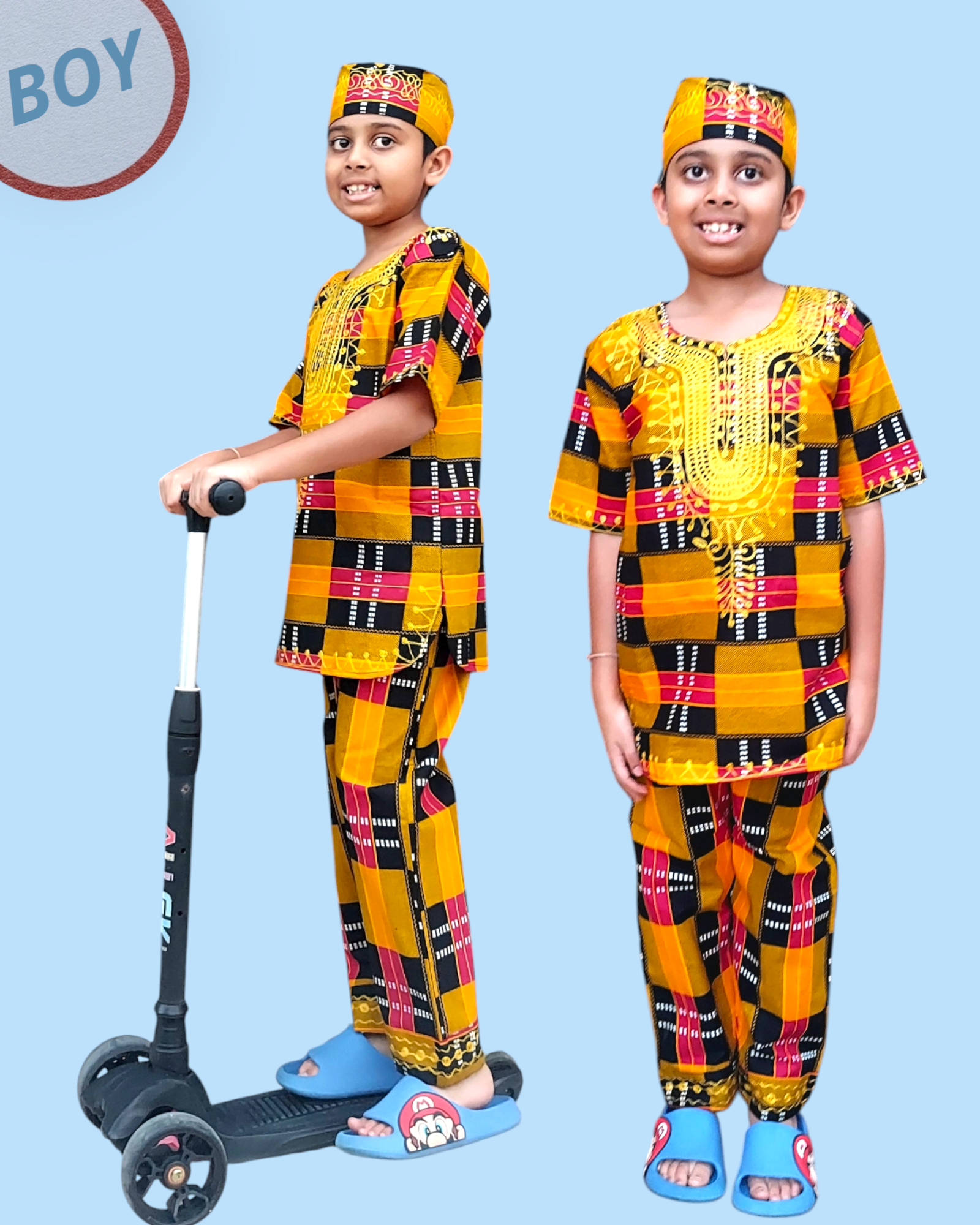 Boys 3 Pcs Set/ Pant/Tunic/Kufi Hat F