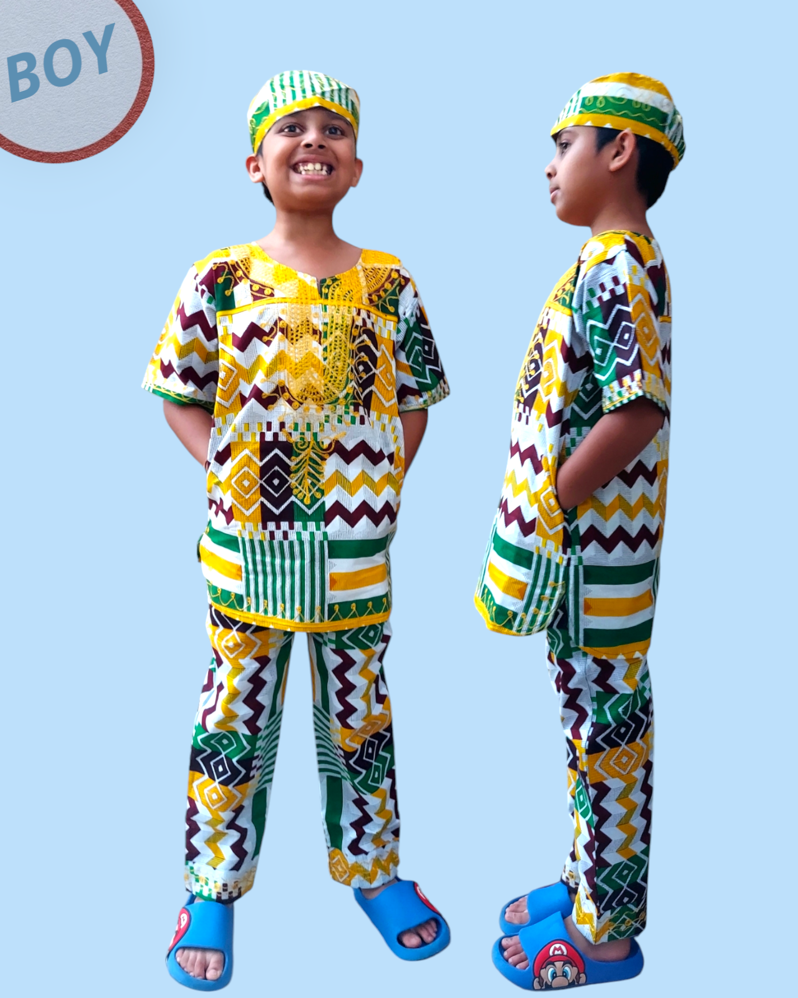 Boys 3 Pcs Set/ Pant/Tunic/Kufi Hat