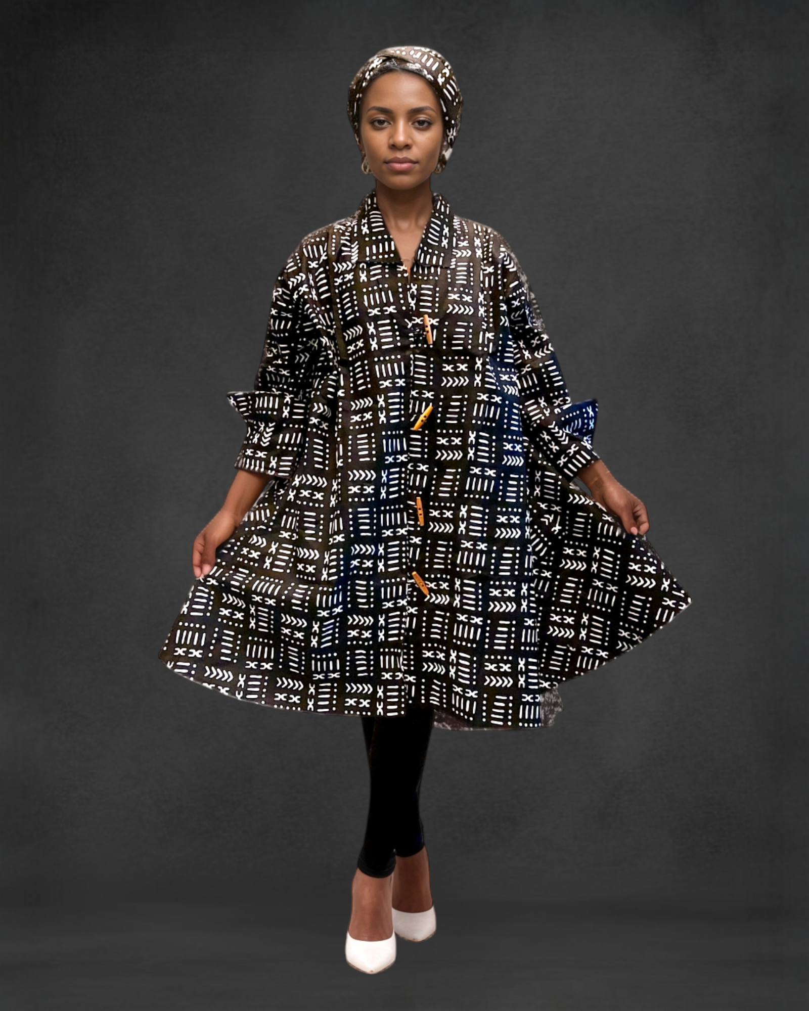 1207- Cotton Short Dress / Blouse With Scarf