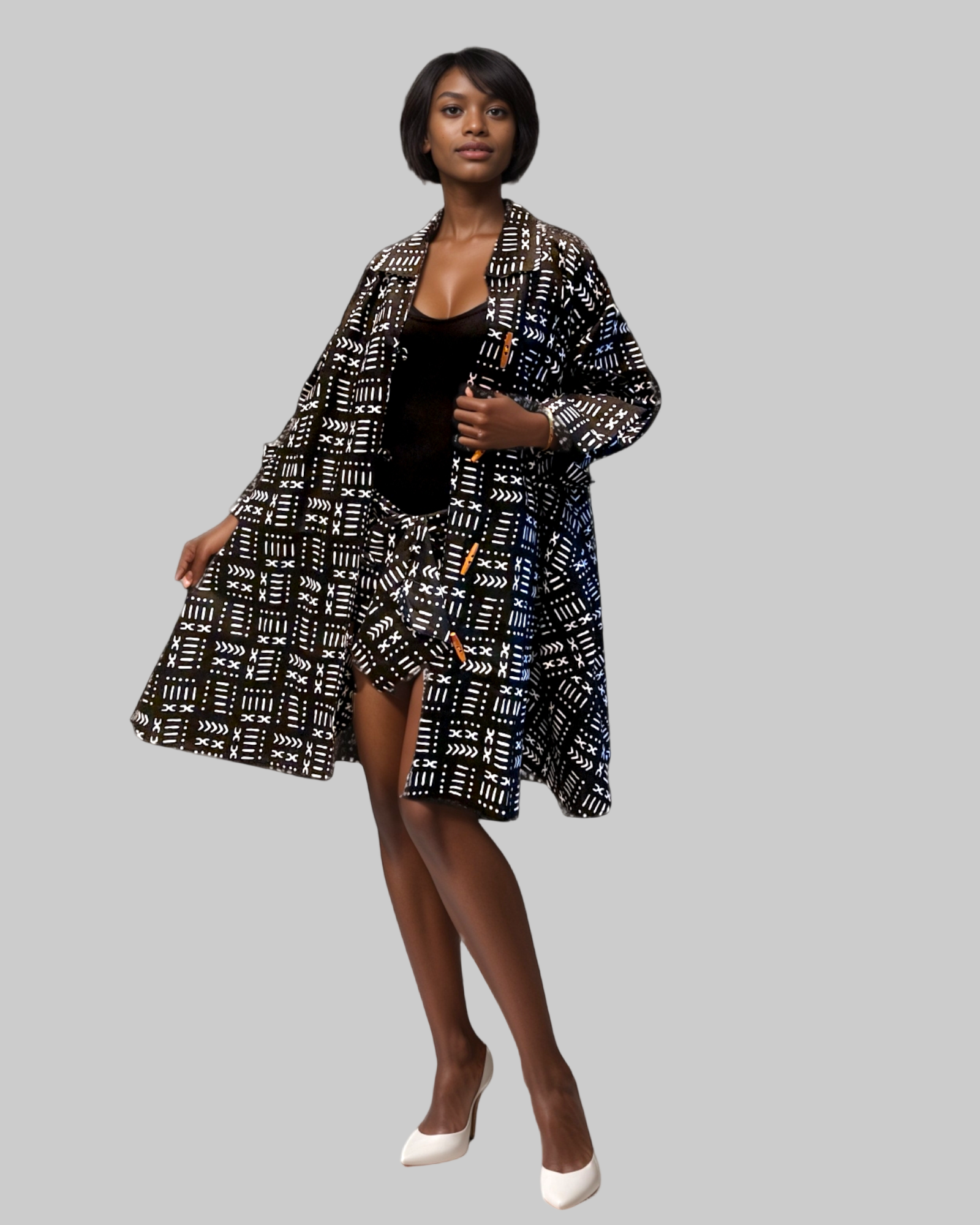 1207- Cotton Short Dress / Blouse With Scarf