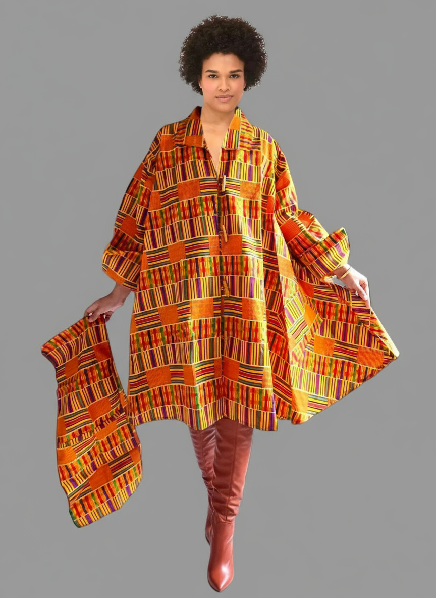 1207- Cotton Short Dress / Blouse With Scarf