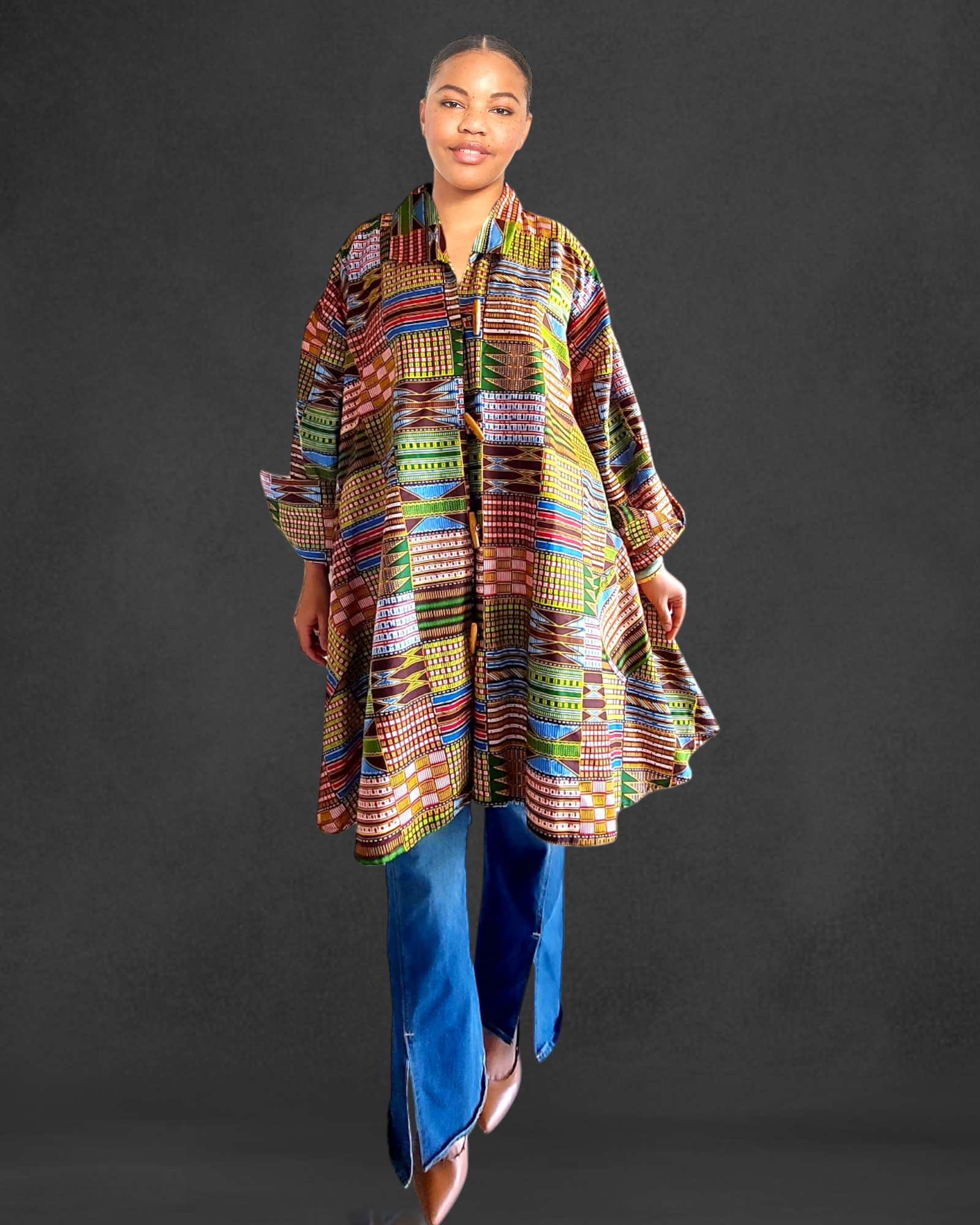 1207- Cotton Short Dress / Blouse With Scarf