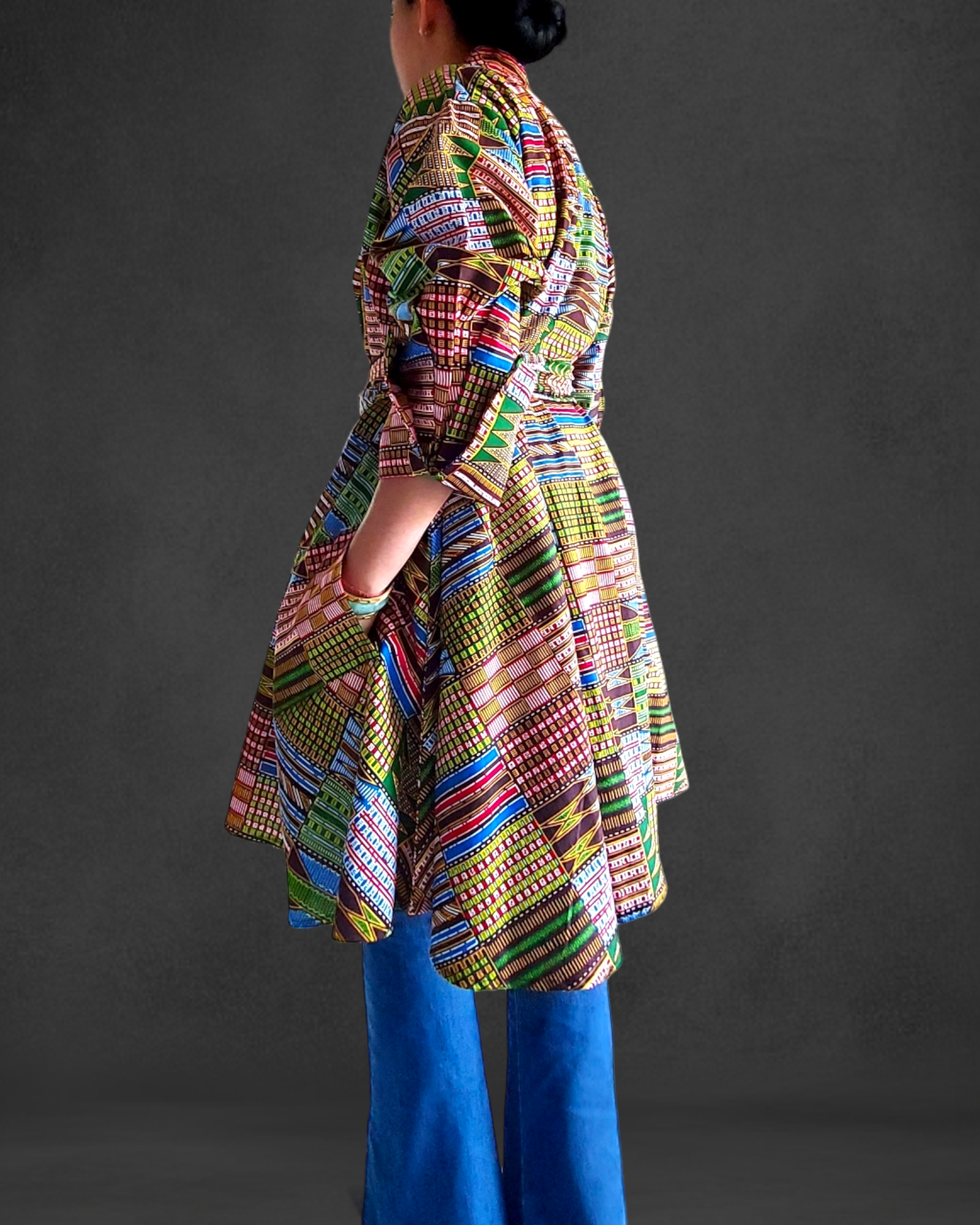 1207- Cotton Short Dress / Blouse With Scarf