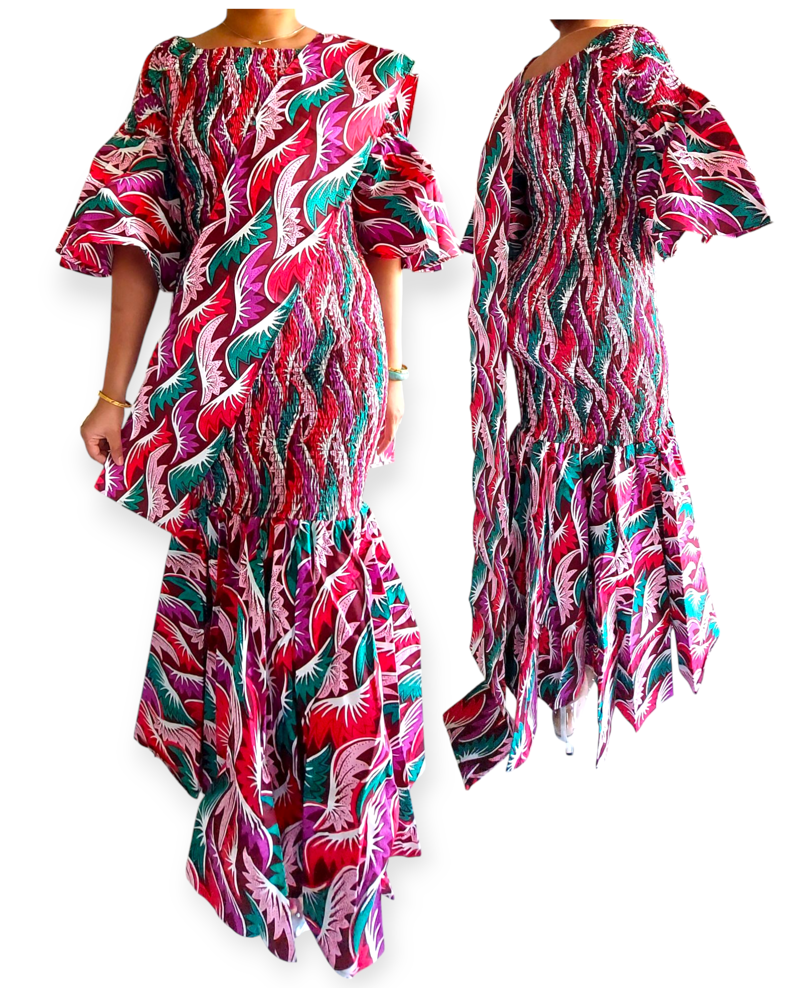 Smock Mermaid Dress - Pink Multi