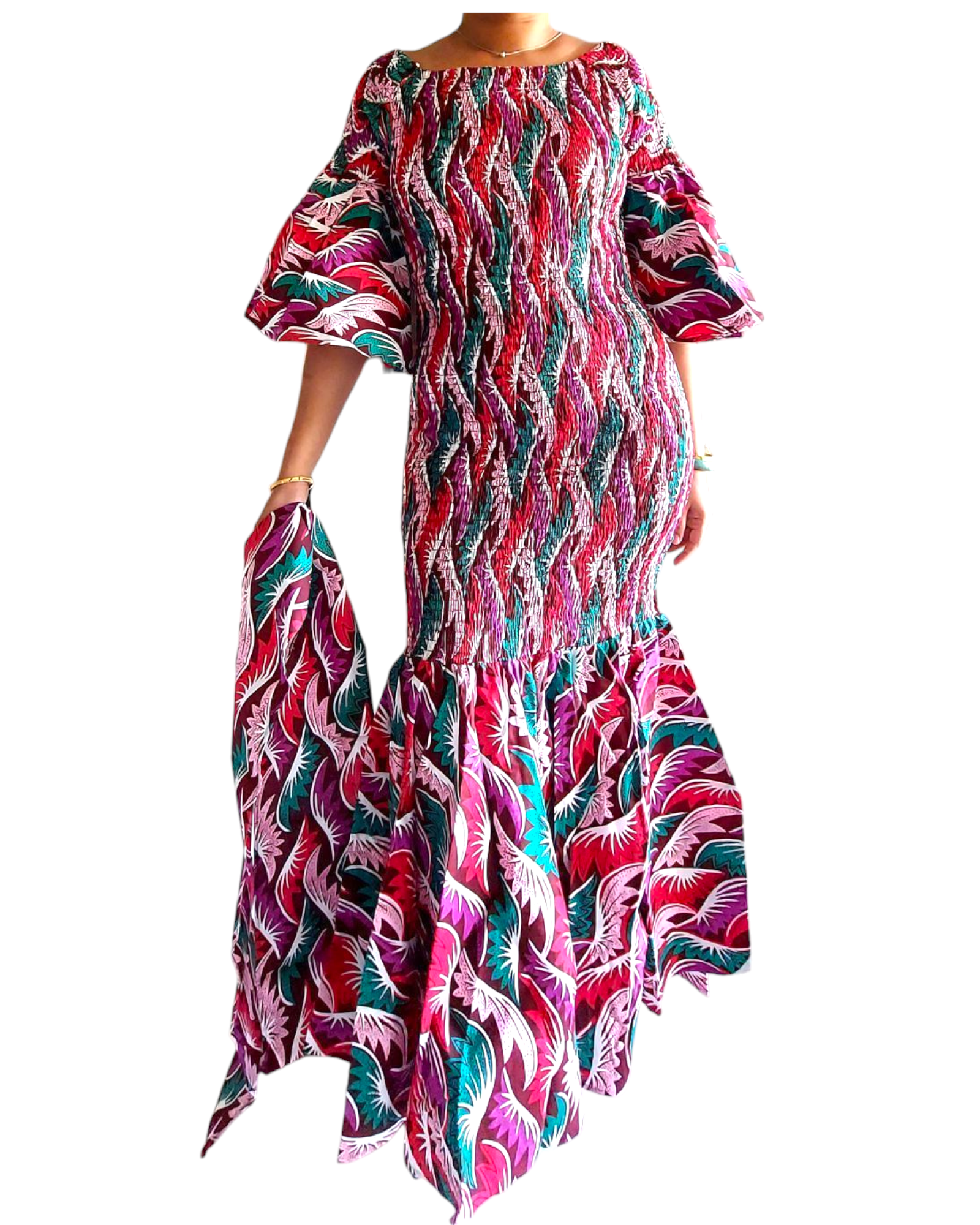 Smock Mermaid Dress - Pink Multi