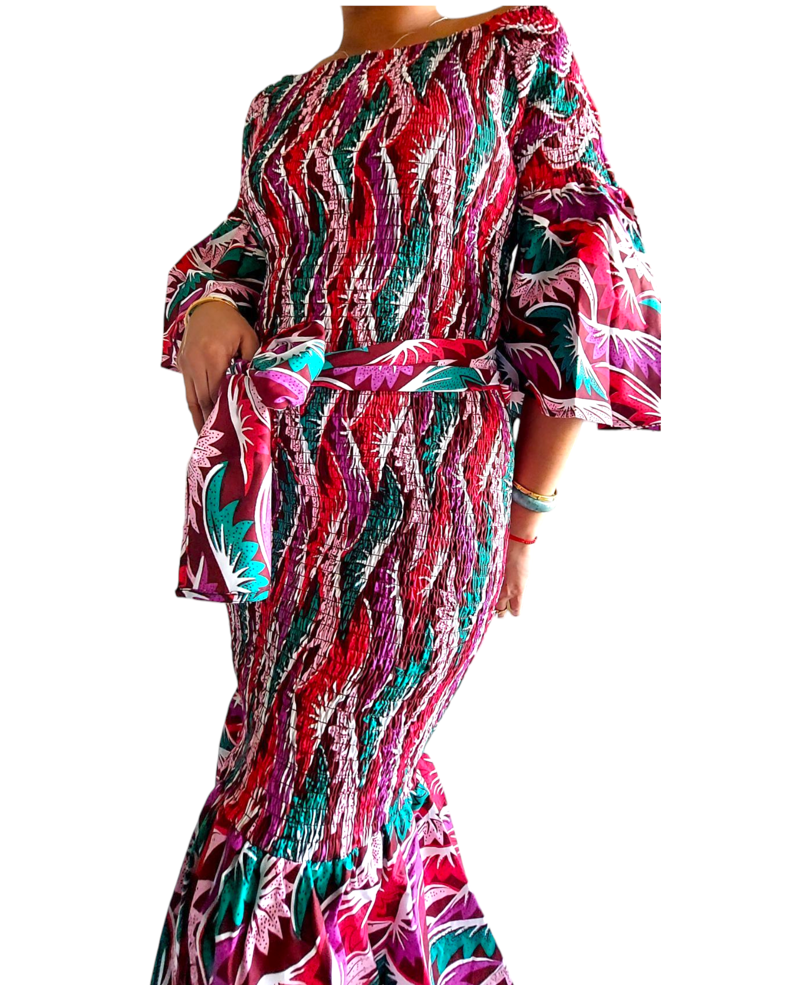 Smock Mermaid Dress - Pink Multi