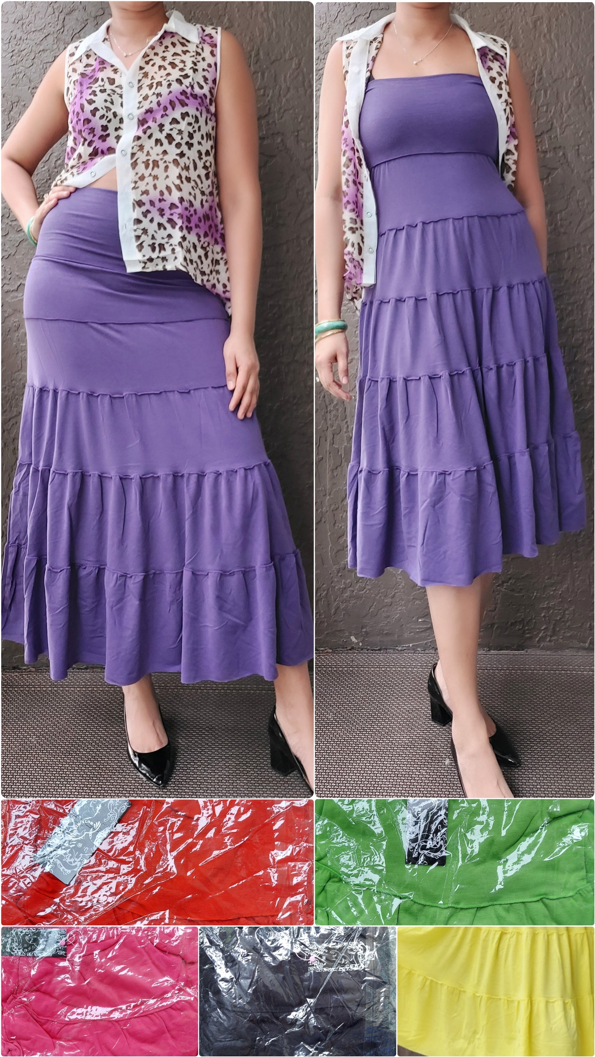 Convertible Tiered Maxi Skirt- Solid