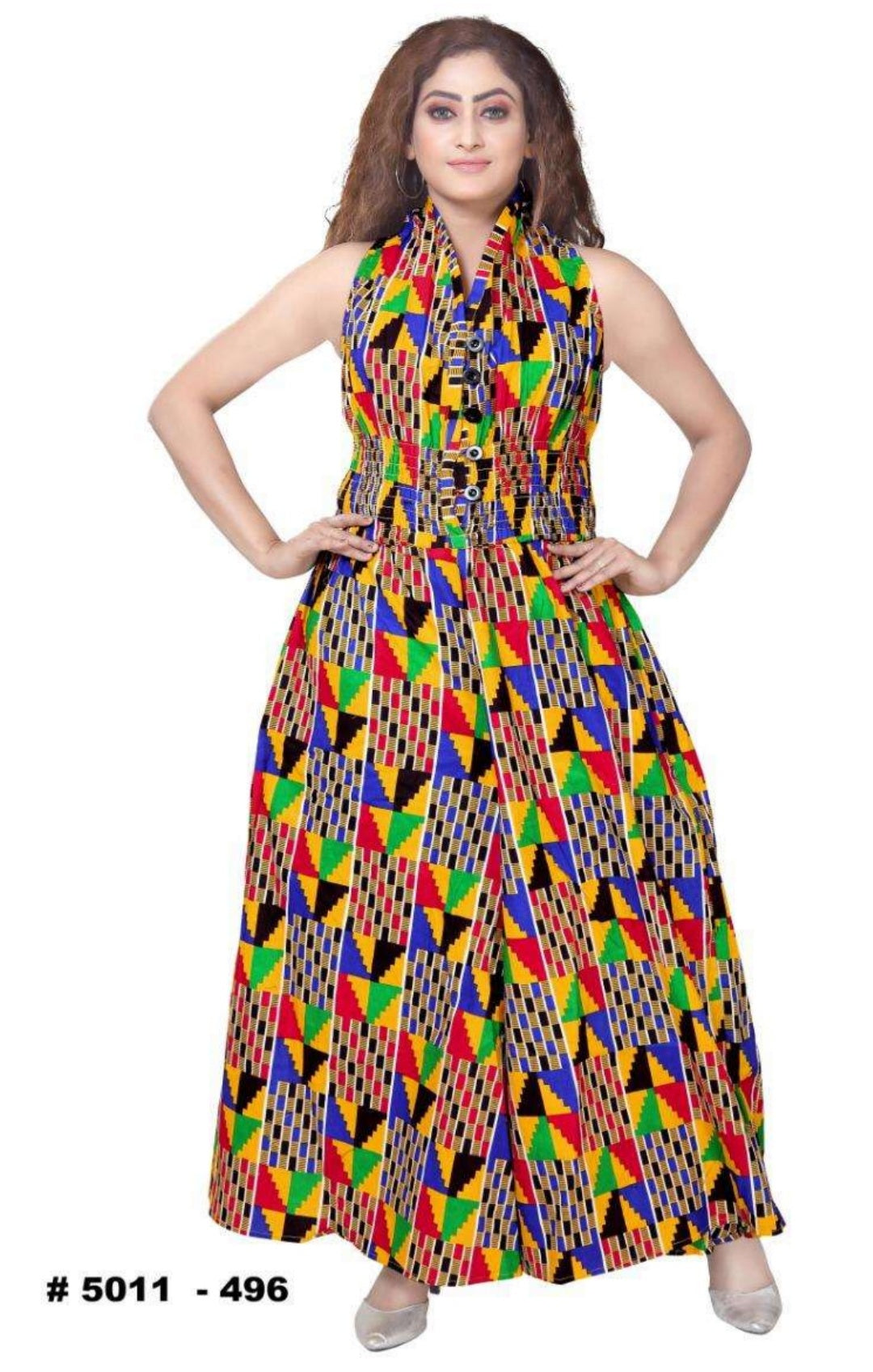 Ladies Jumpsuit/ Wide leg Pants/ African Romper -Colorful Kente