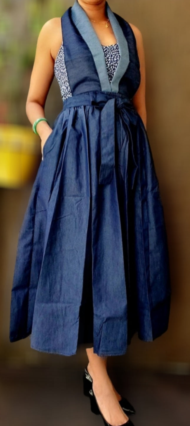 802 All Denim Skirt - Calf Length