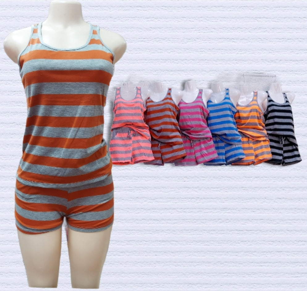 Racer Back Short Set- Stripe