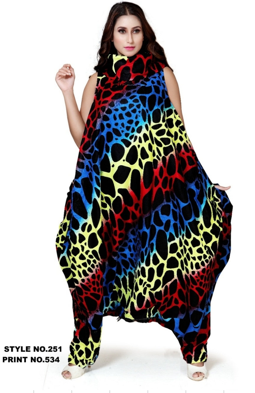 Turtle Neck Harem Jumpsuit/Romper Multi Color -251