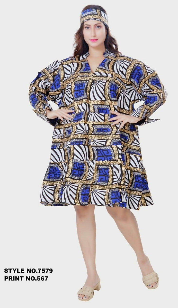 Short Dress / Blouse - Blue- 7579