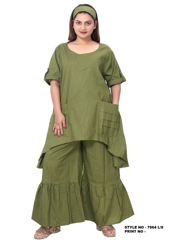 Linen Pant & Blouse Set -7864