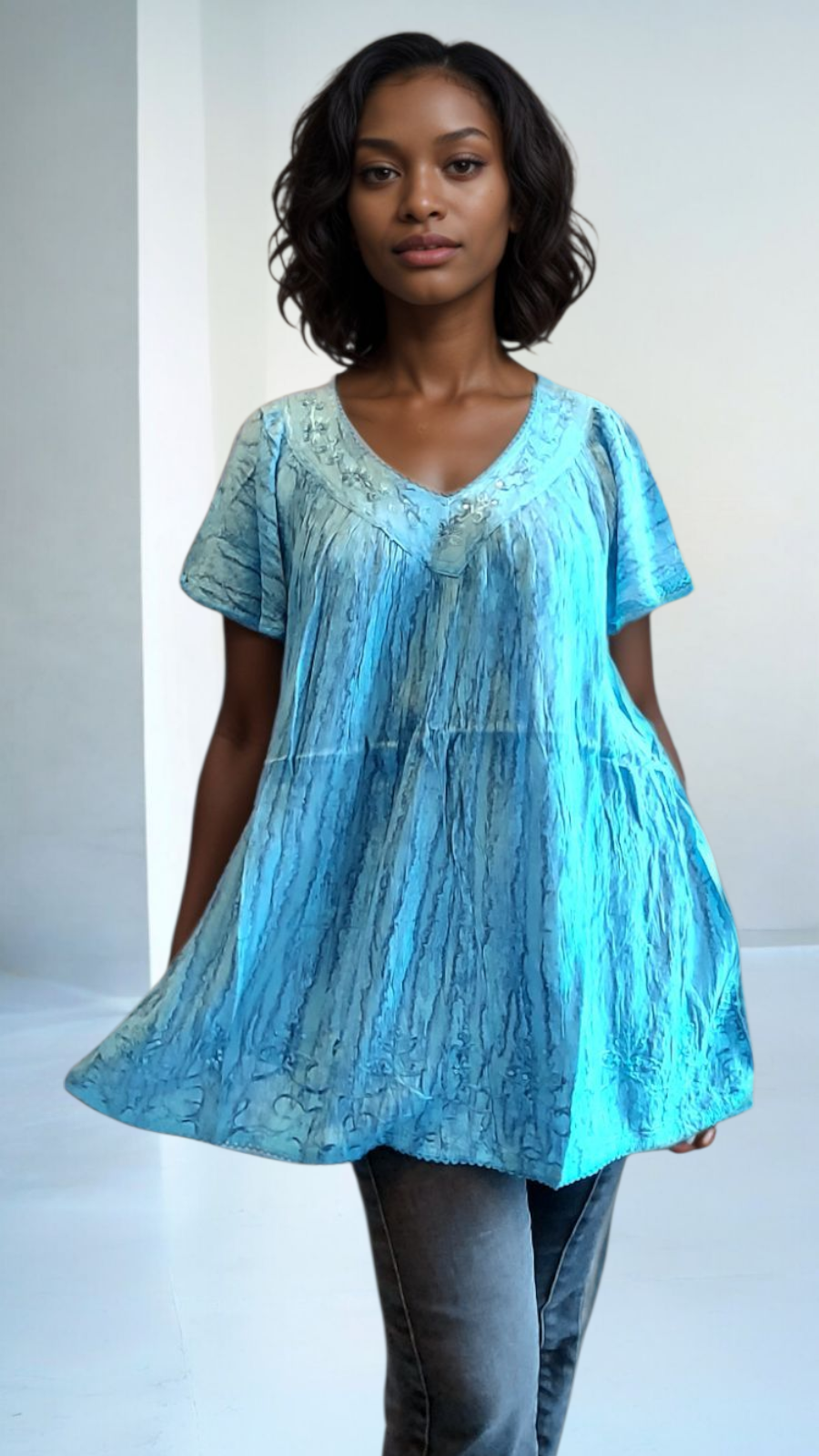 Woman Crinkle Tiedye Blouse