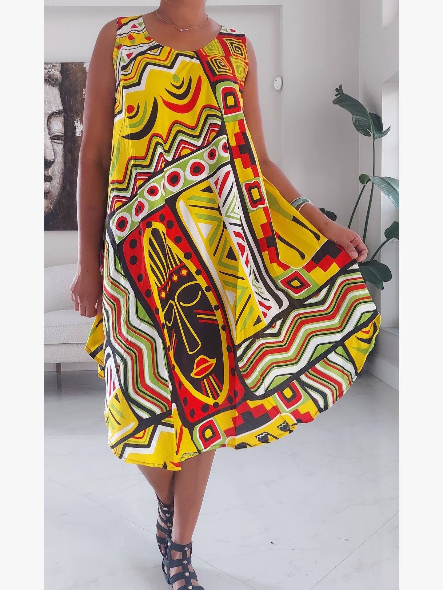 1691 Umbrella Dress/ Beach Dress/ Tribal Print
