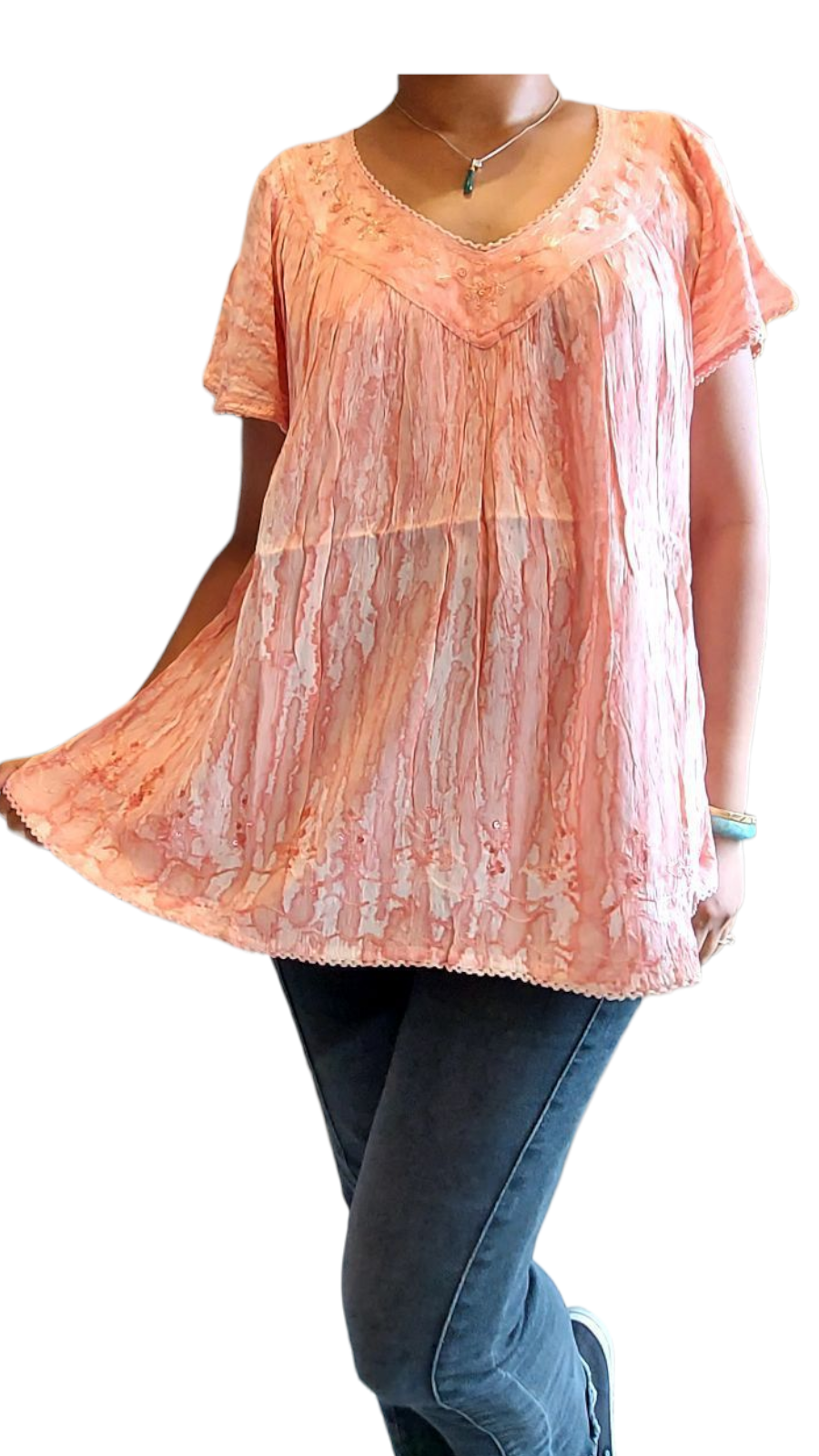 Woman Crinkle Tiedye Blouse
